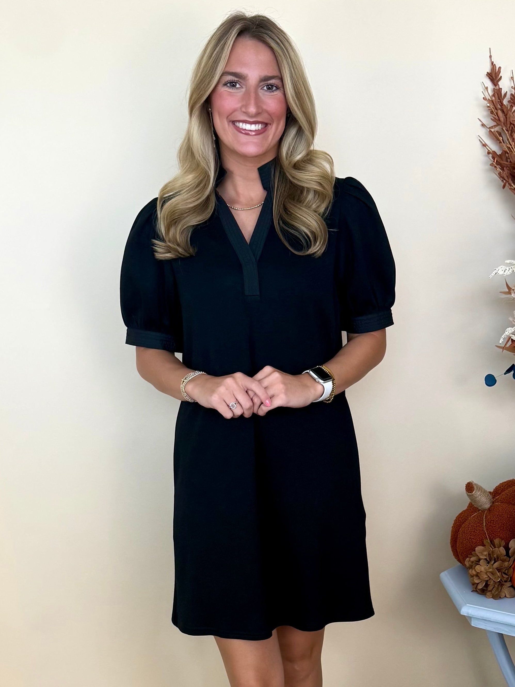 Came Back Better Black Puff Sleeve Shift Dress-Shop-Womens-Boutique-Clothing