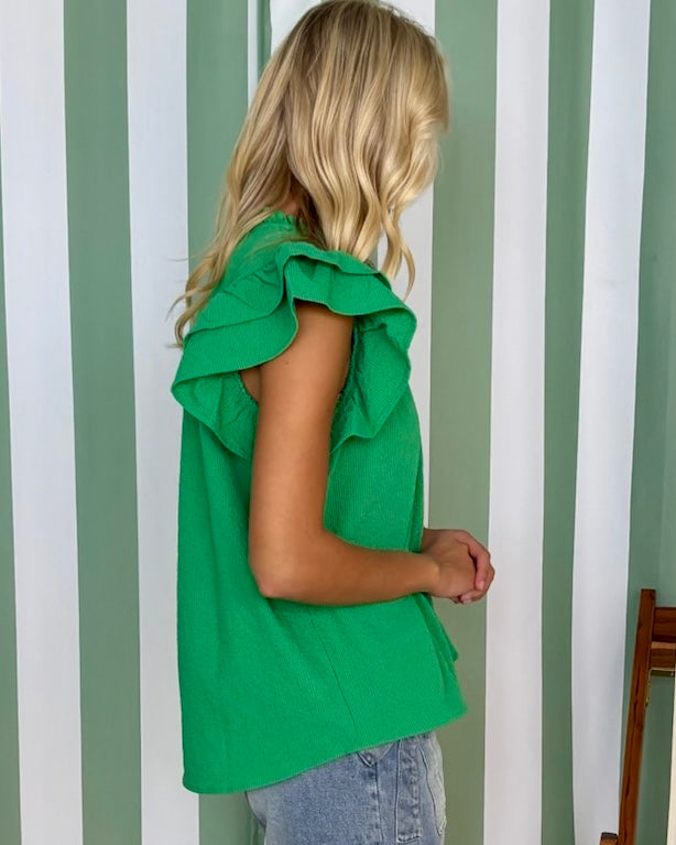 Completely Me Green Textured Smocked Top-Shop-Womens-Boutique-Clothing