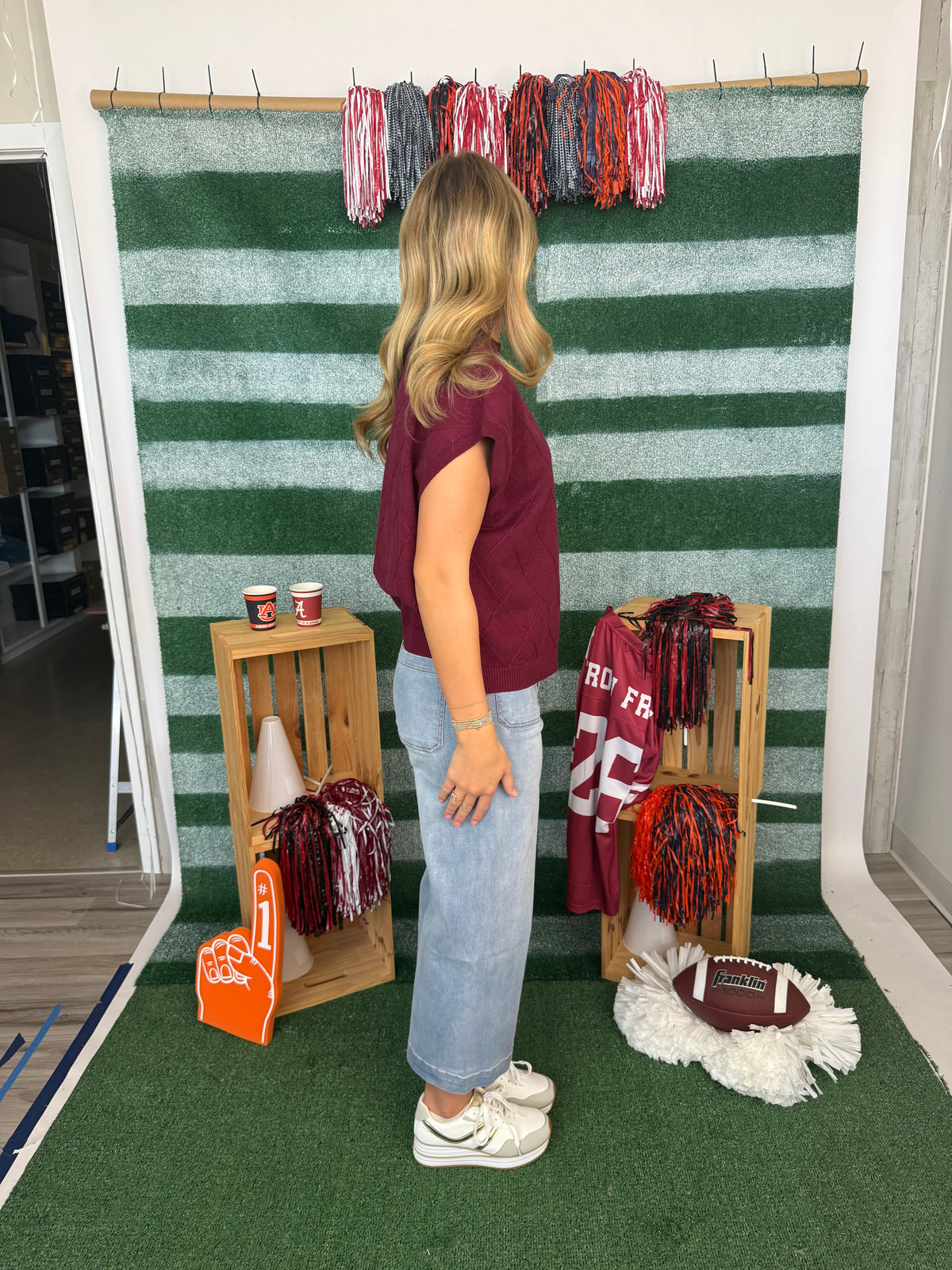 Once More Wine Drop Shoulder Mock Neck Sweater-Shop-Womens-Boutique-Clothing