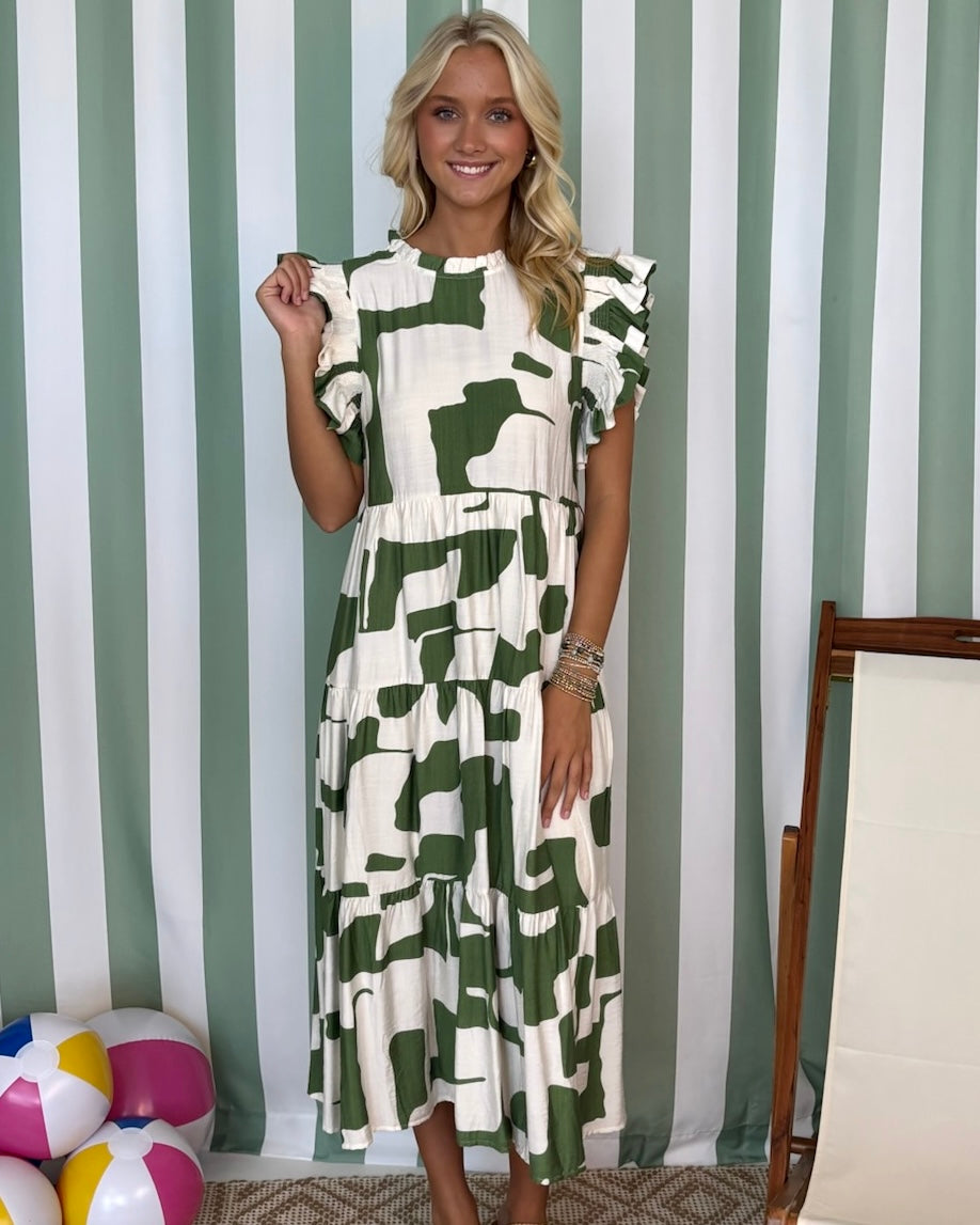 Just Look Green Multicolor Midi Dress-Shop-Womens-Boutique-Clothing
