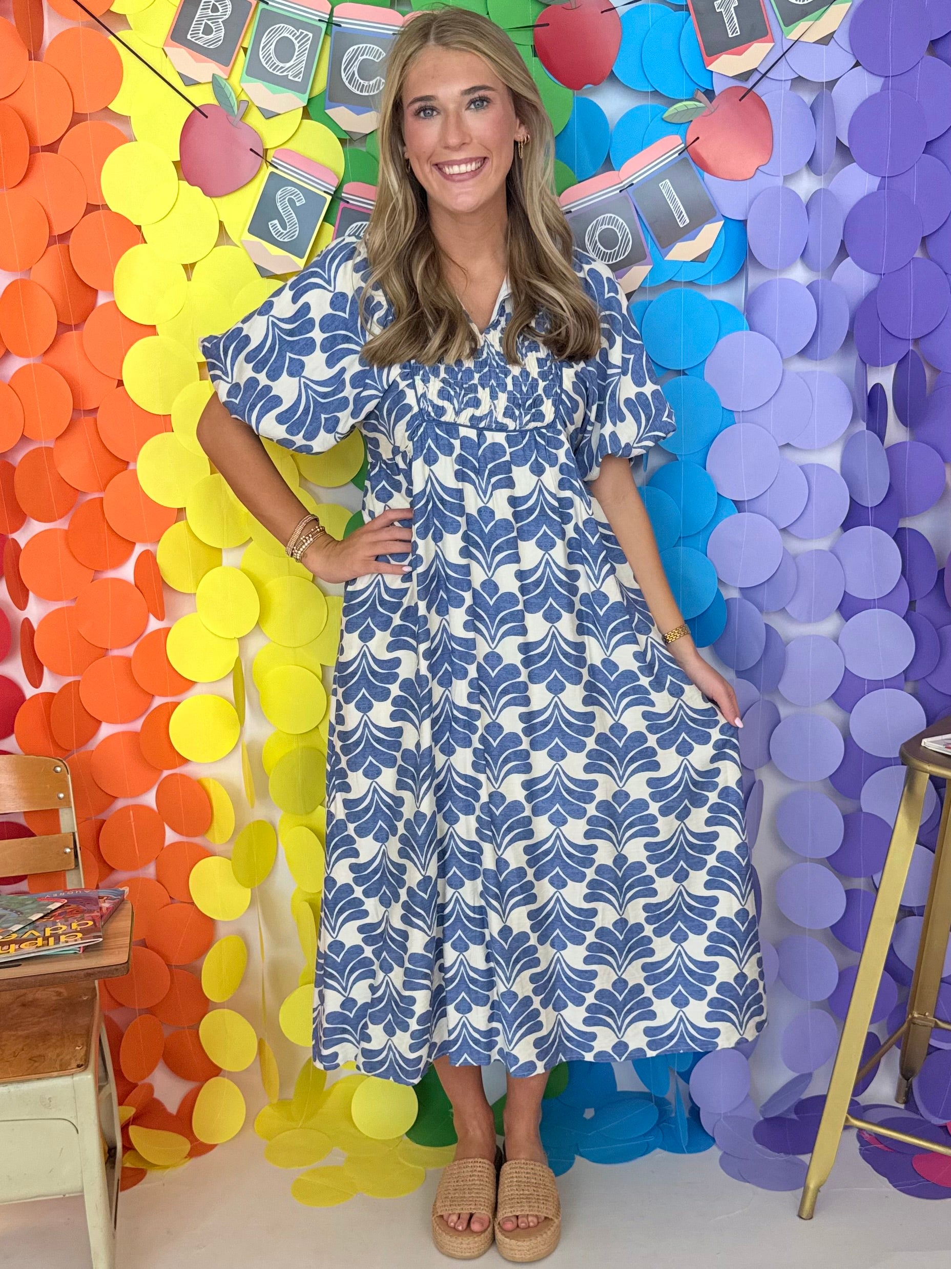 Timeless Allure Denim Boho Floral Midi Dress-Shop-Womens-Boutique-Clothing