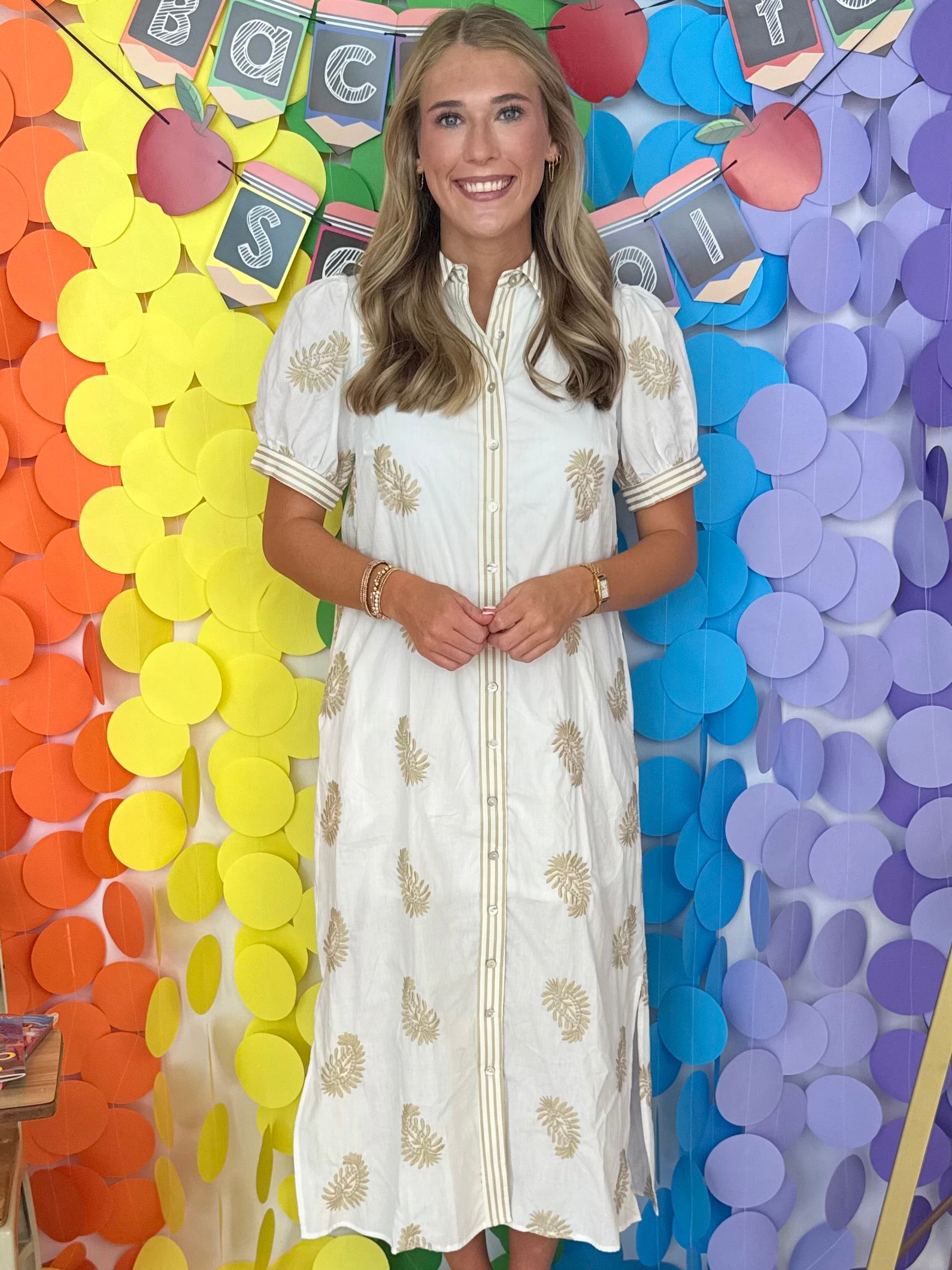 Kind Glance Off White Embroidered Midi Dress-Shop-Womens-Boutique-Clothing