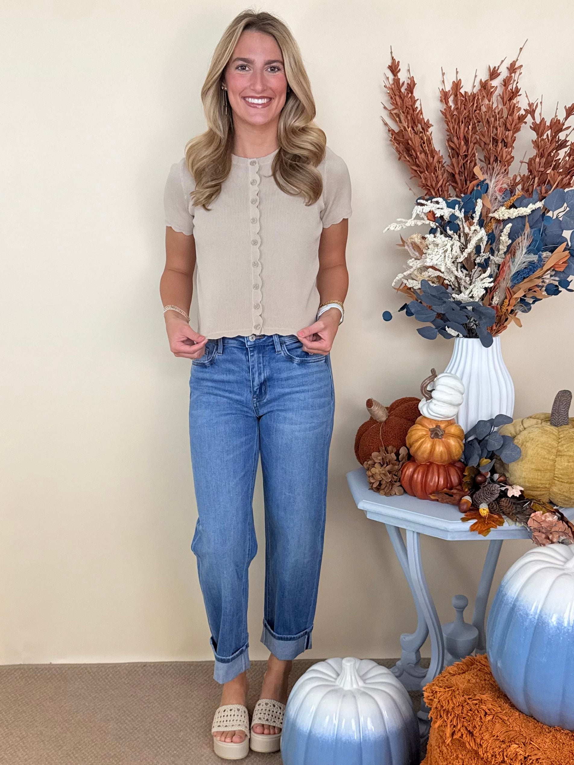 Paper Moon Khaki Scalloped Sweater-Shop-Womens-Boutique-Clothing
