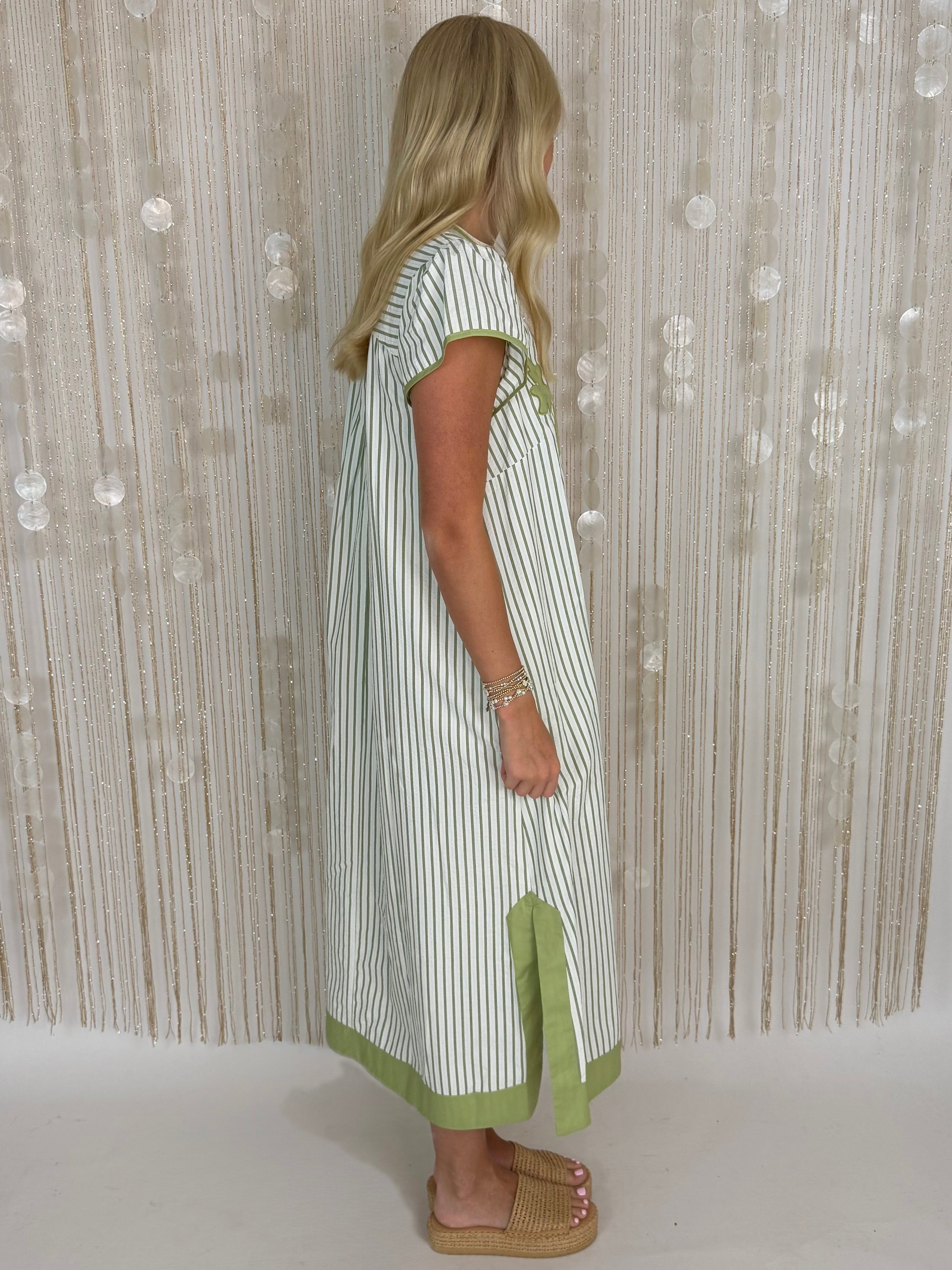 Floral Rush Sage Abstract Applique Midi Dress-Shop-Womens-Boutique-Clothing