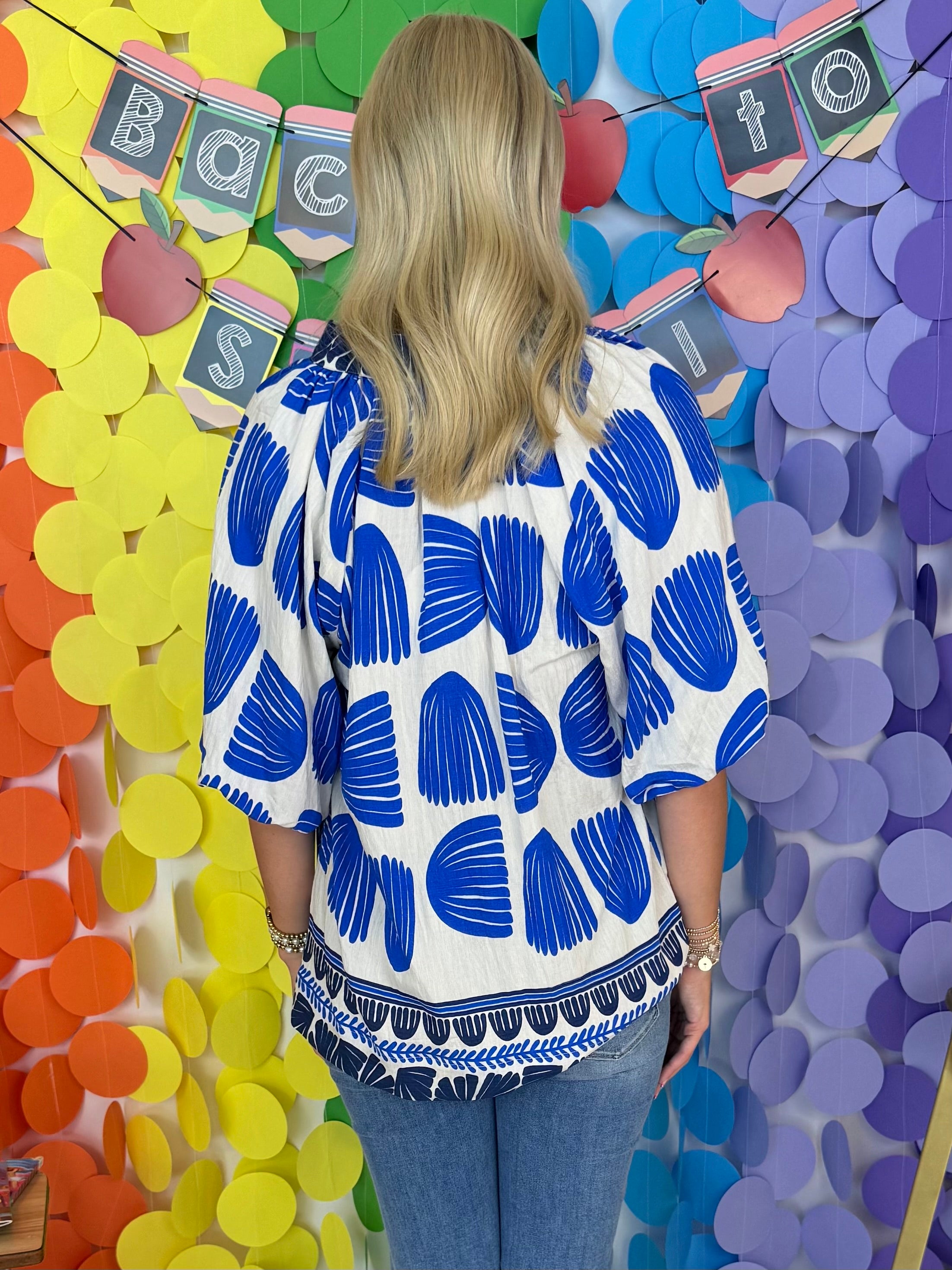 From Here On Cerulean Mix Print Top-Shop-Womens-Boutique-Clothing