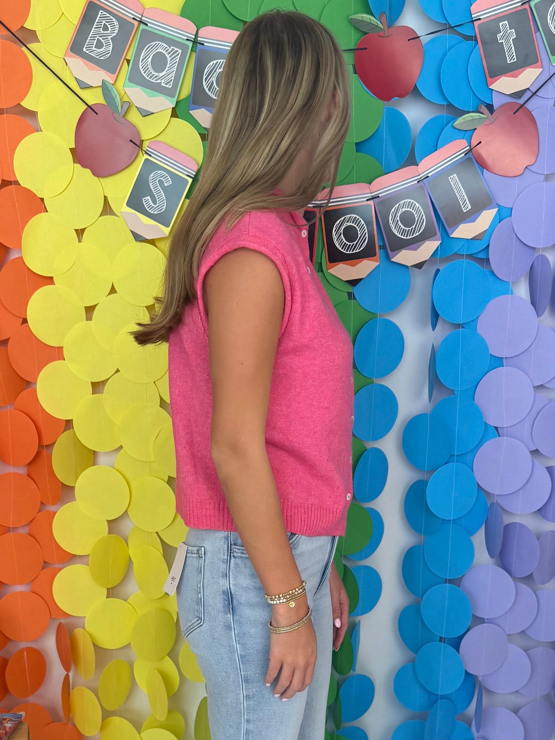 Cottage Bloom Bubblegum Sweater Vest-Shop-Womens-Boutique-Clothing