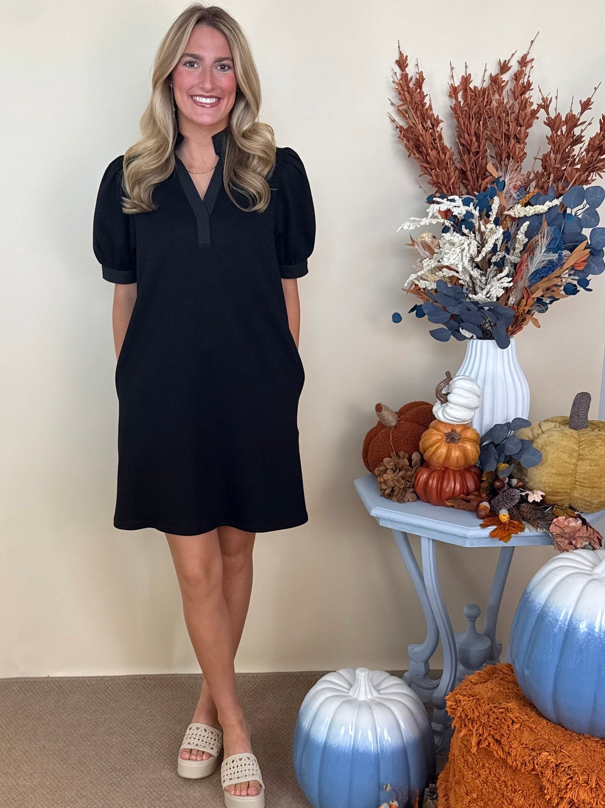 Came Back Better Black Puff Sleeve Shift Dress-Shop-Womens-Boutique-Clothing