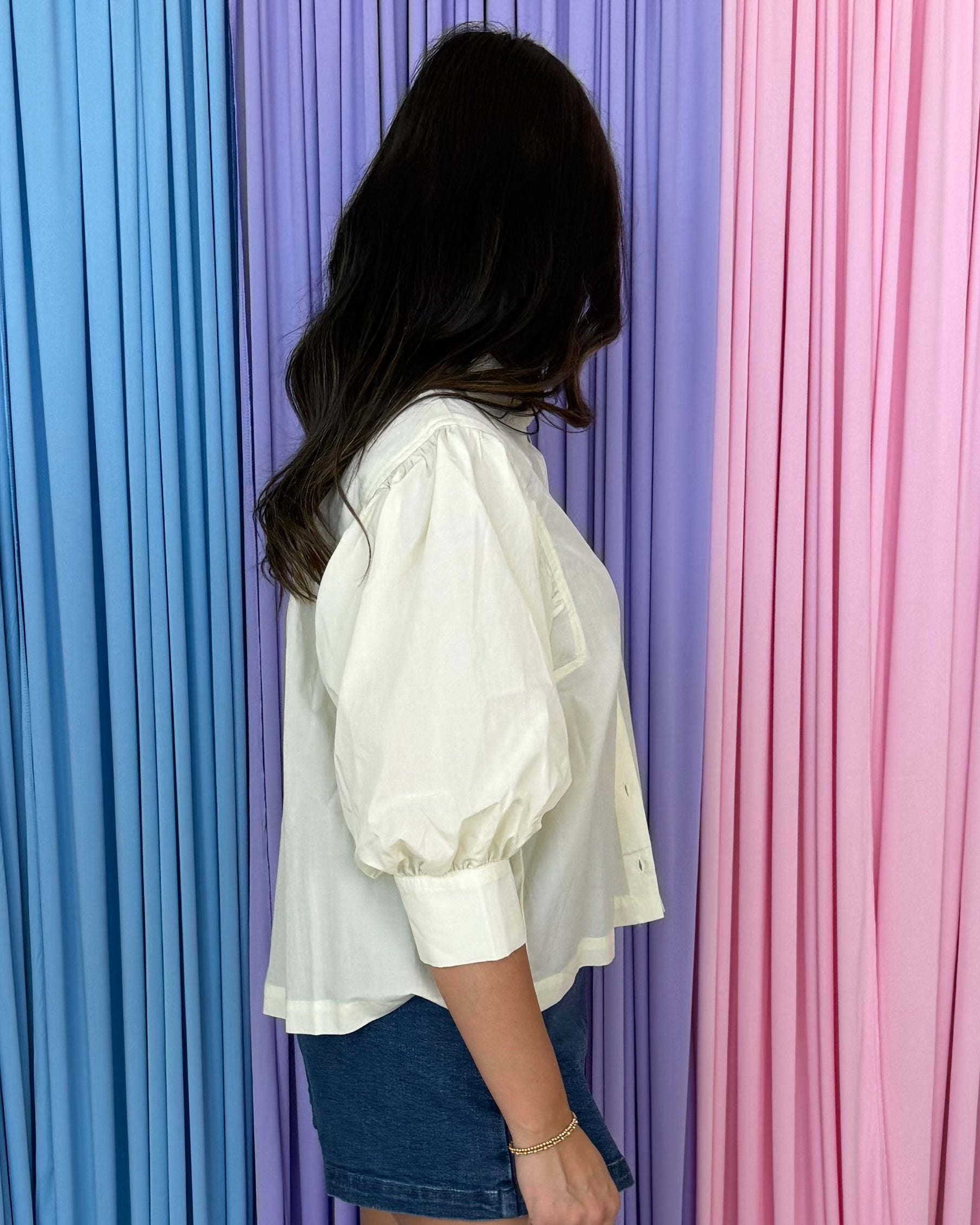 Sweet Intentions Butter Cream Button Down Top-Shop-Womens-Boutique-Clothing