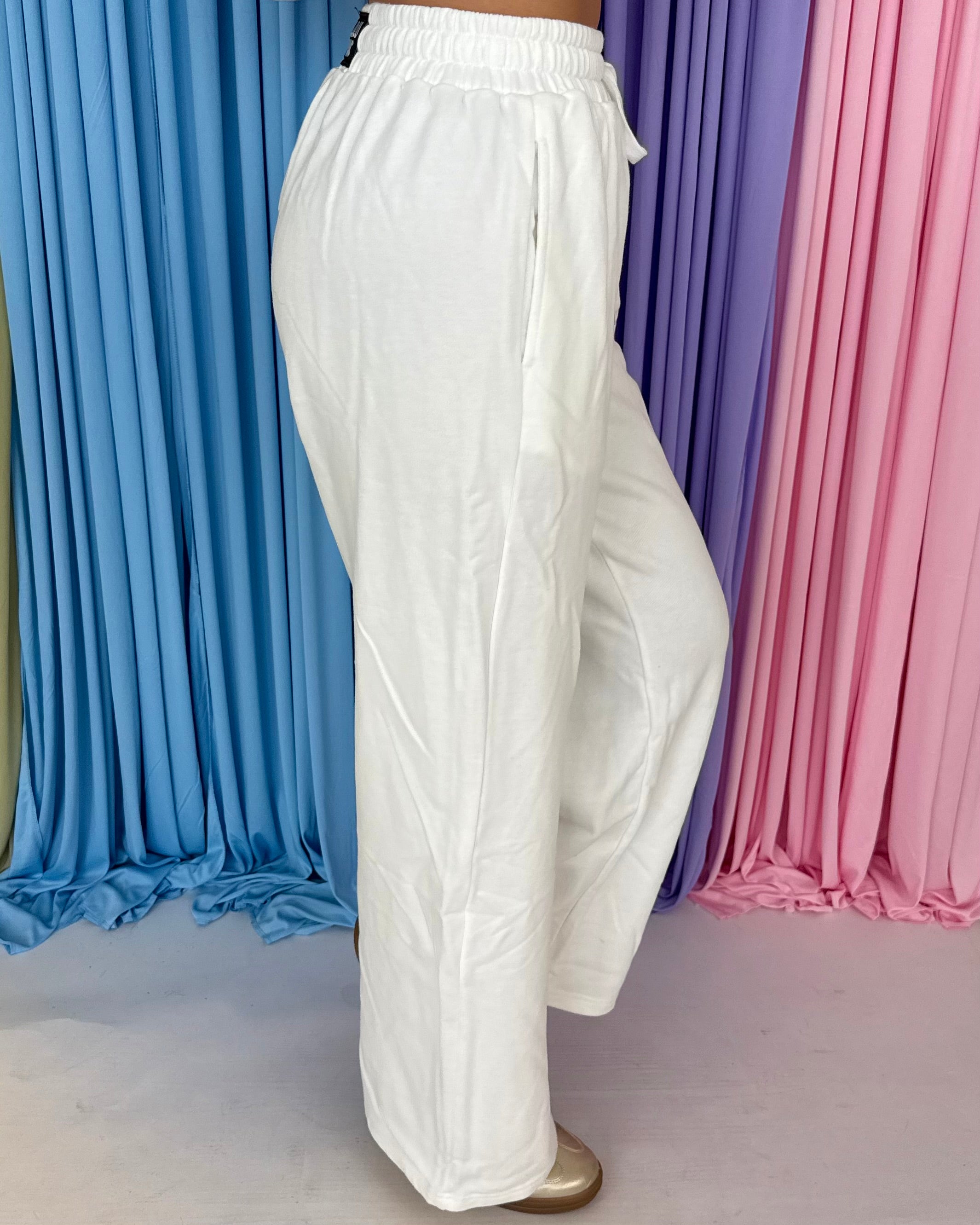 LULU MAC White Terry Cloth Pant-Shop-Womens-Boutique-Clothing