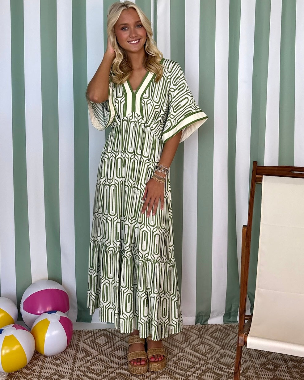 All Along Olive Abstract V Maxi Dress-Shop-Womens-Boutique-Clothing