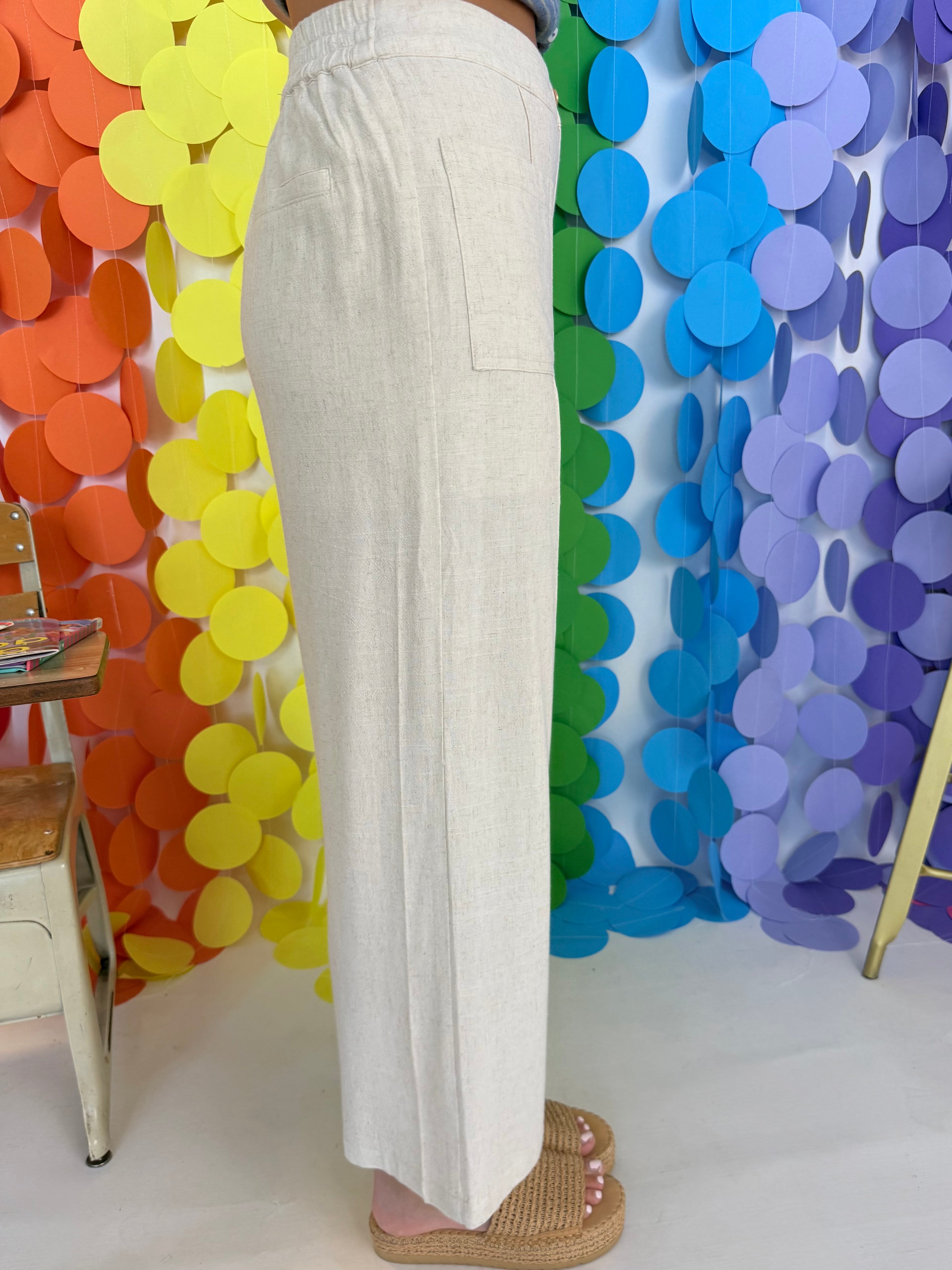 Soft Focus Oatmeal Front Patch Woven Pants-Shop-Womens-Boutique-Clothing