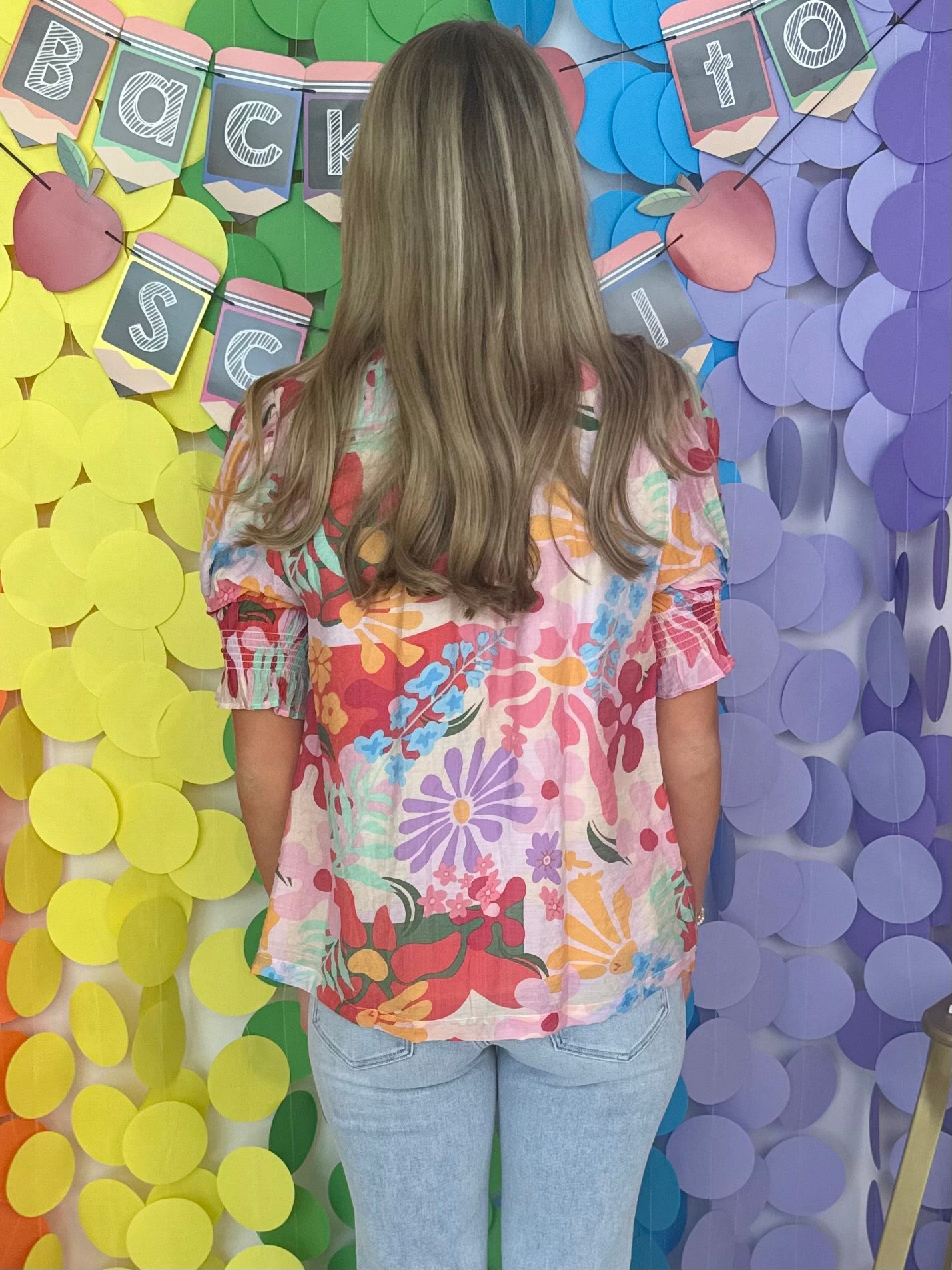 Two Steps Ahead Cherry Mix Floral Button Blouse-Shop-Womens-Boutique-Clothing