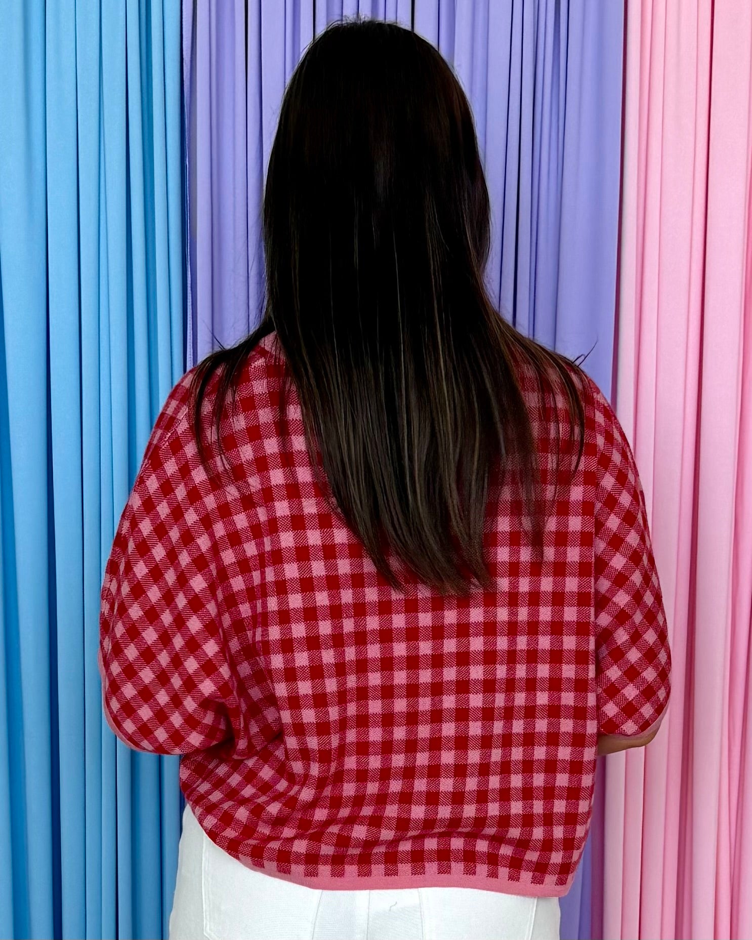 Darling Statement Pink Gingham Sweater-Shop-Womens-Boutique-Clothing