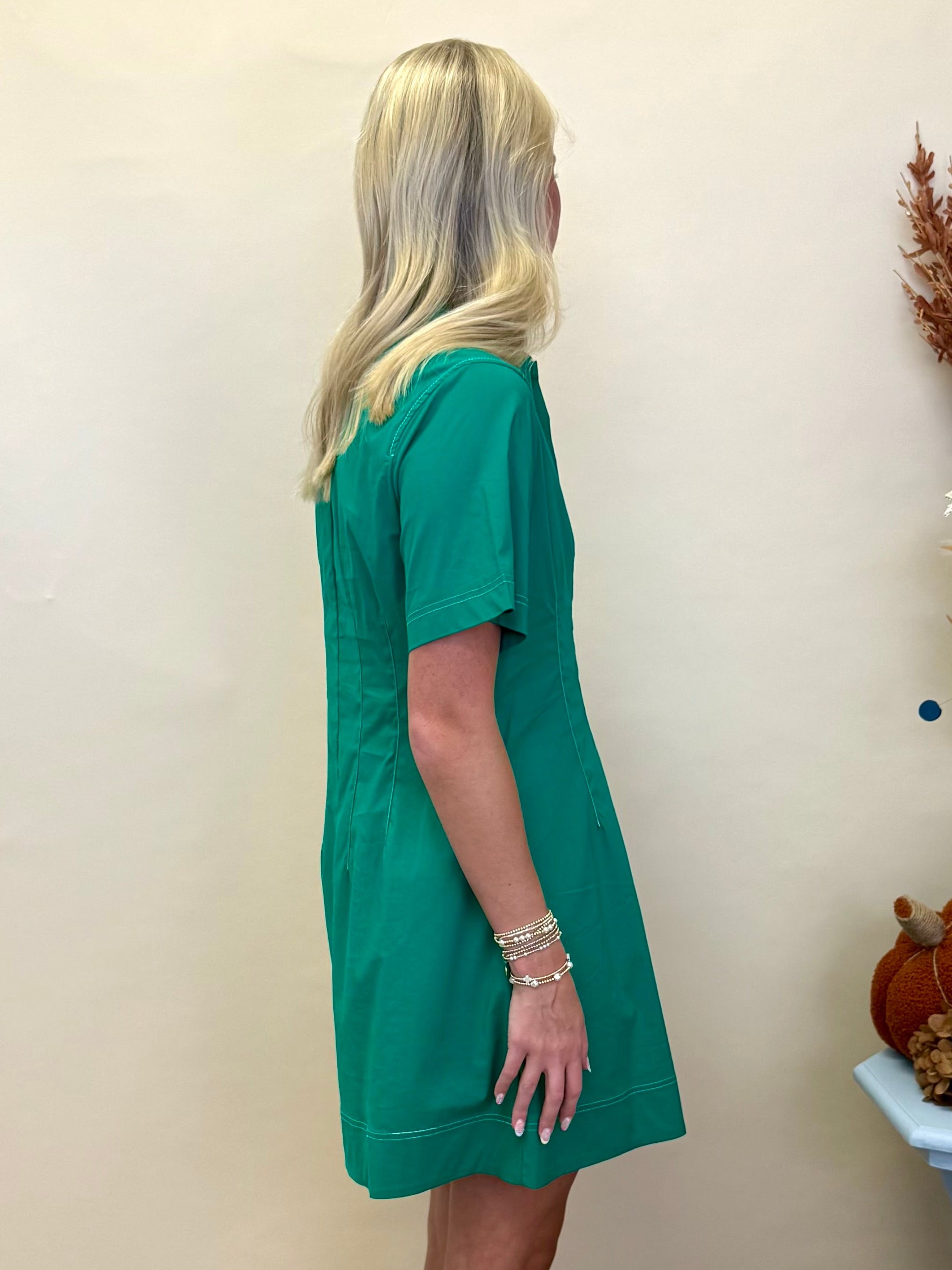 Sunset Time Green Front Placket Dress-Shop-Womens-Boutique-Clothing