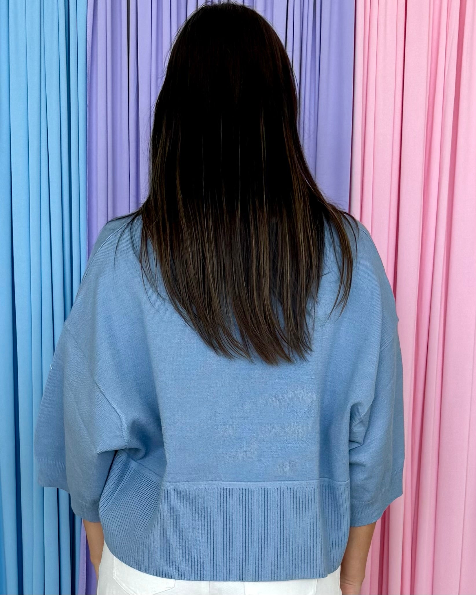 Golden Mood Blue Contrast Sweater-Shop-Womens-Boutique-Clothing