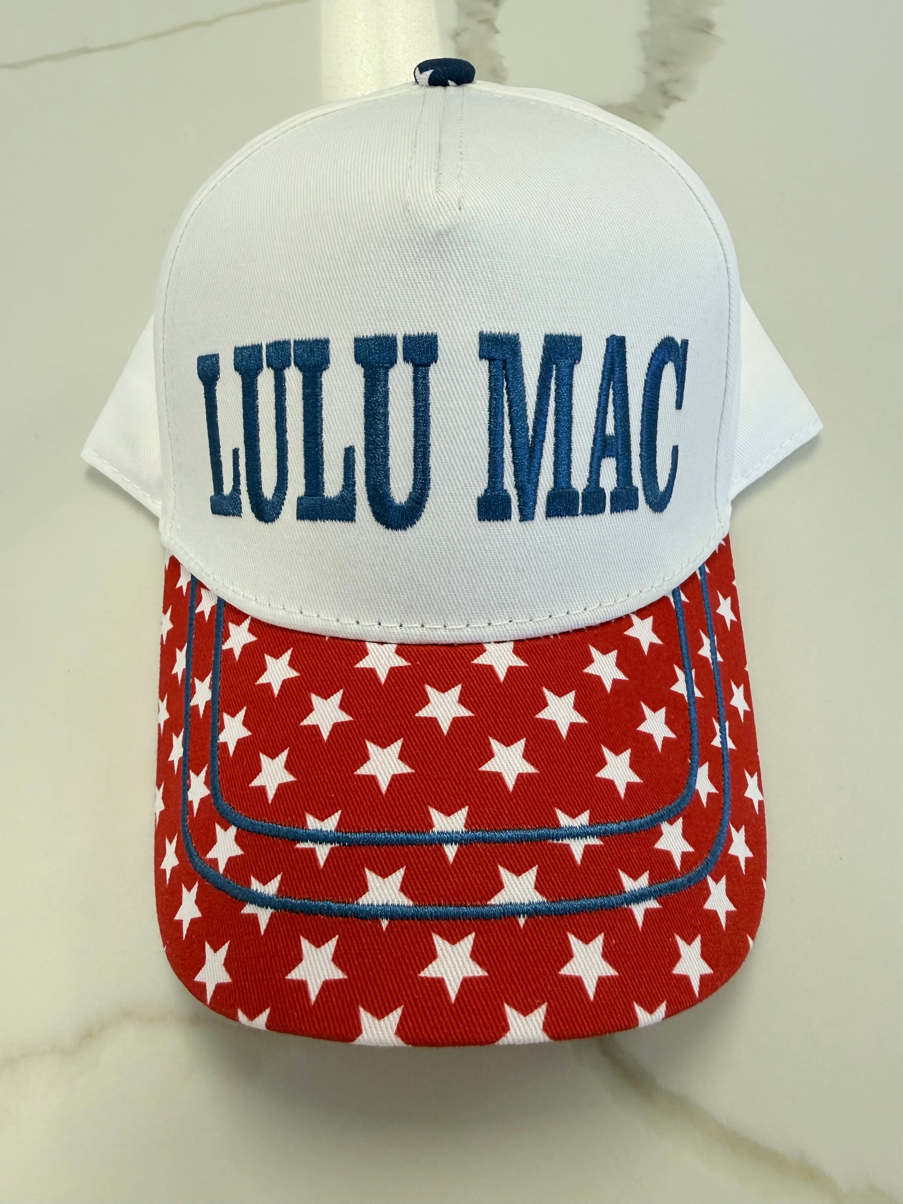 Lulu Mac Navy Stitch Red Bill Hat-Shop-Womens-Boutique-Clothing