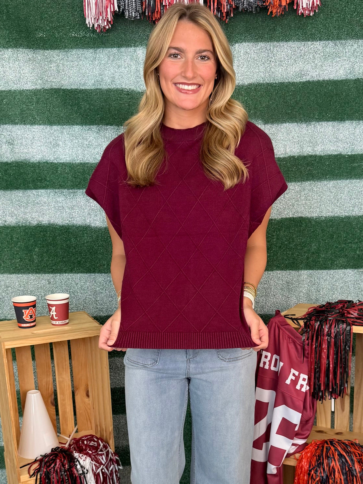 Once More Wine Drop Shoulder Mock Neck Sweater-Shop-Womens-Boutique-Clothing