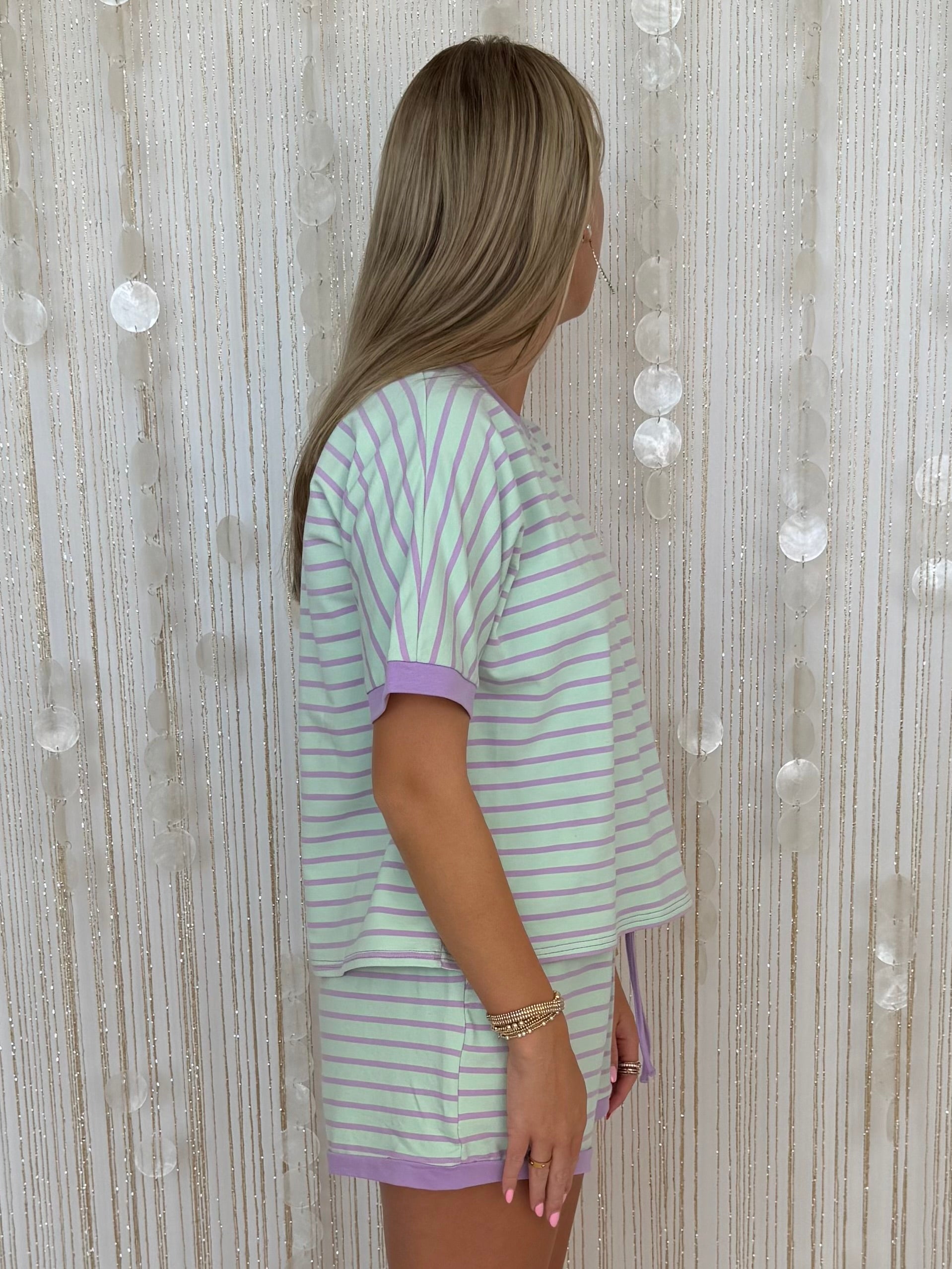 Sweet Staple Mint/Lavender Stripe Set-Shop-Womens-Boutique-Clothing