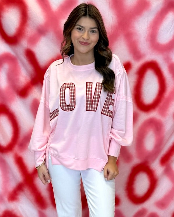 Love Like This Pink Love Patch Sweatshirt-Shop-Womens-Boutique-Clothing