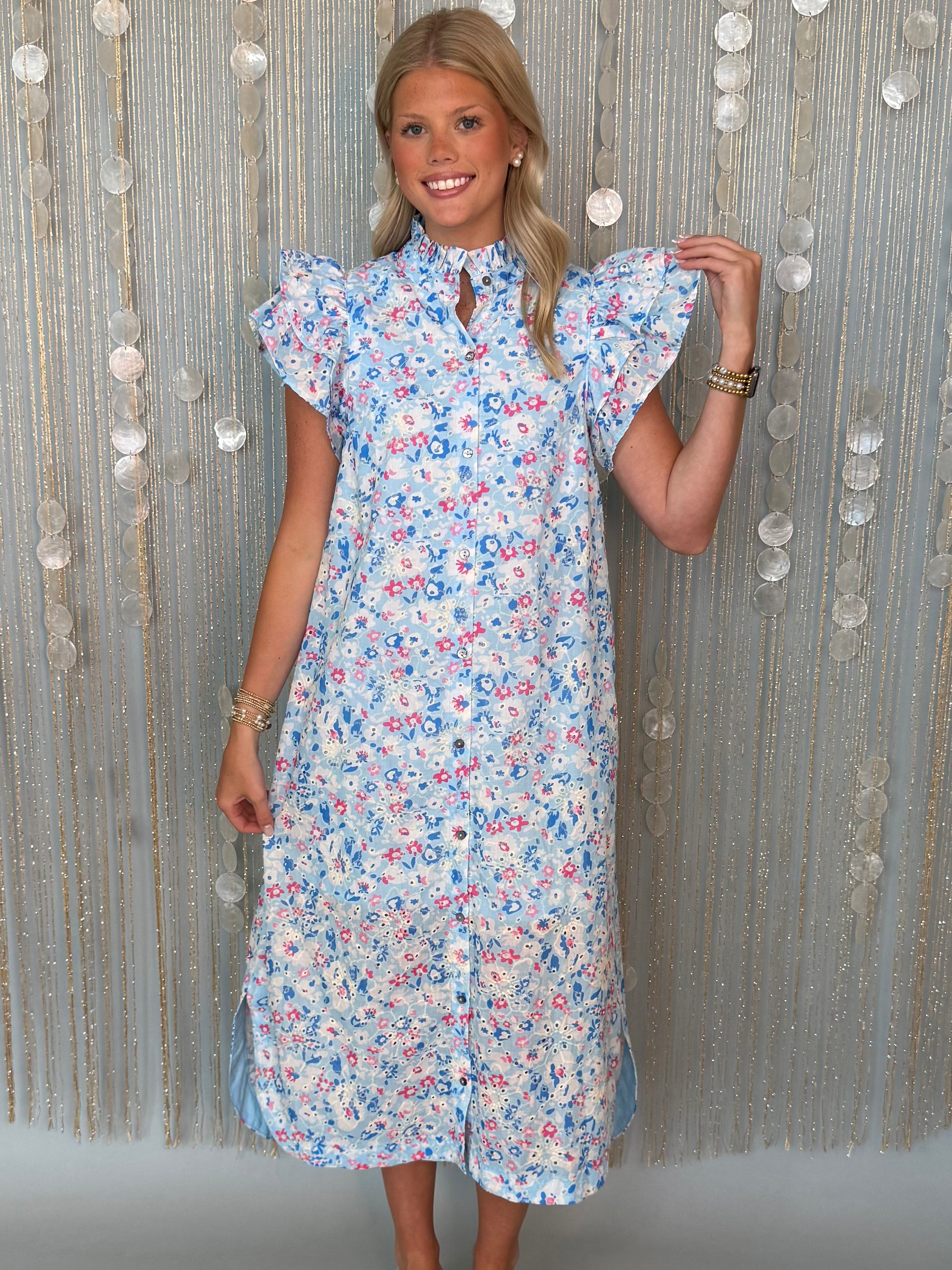 Belong With Me Blue Scallop Dress-Shop-Womens-Boutique-Clothing