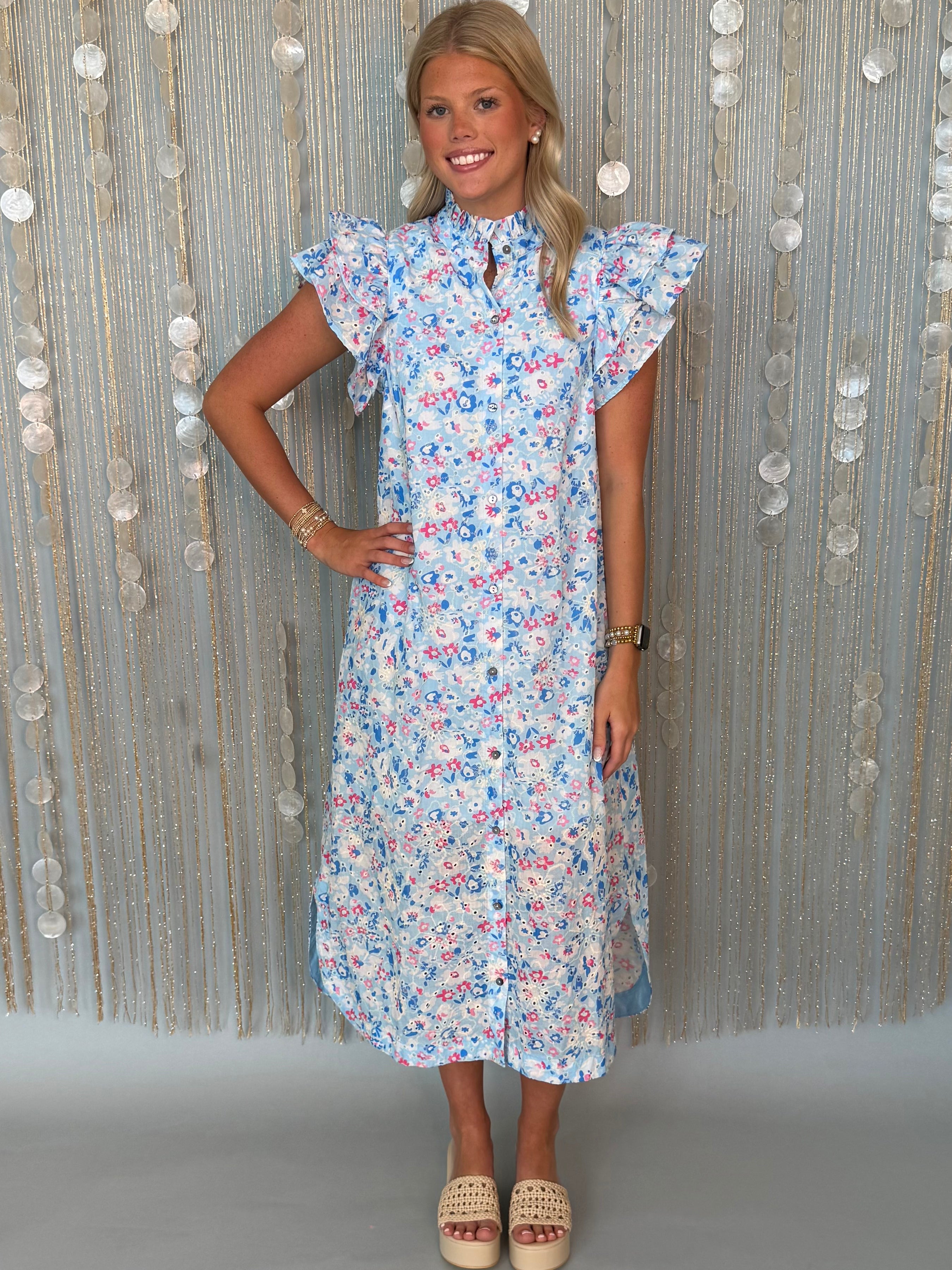 Belong With Me Blue Scallop Dress-Shop-Womens-Boutique-Clothing