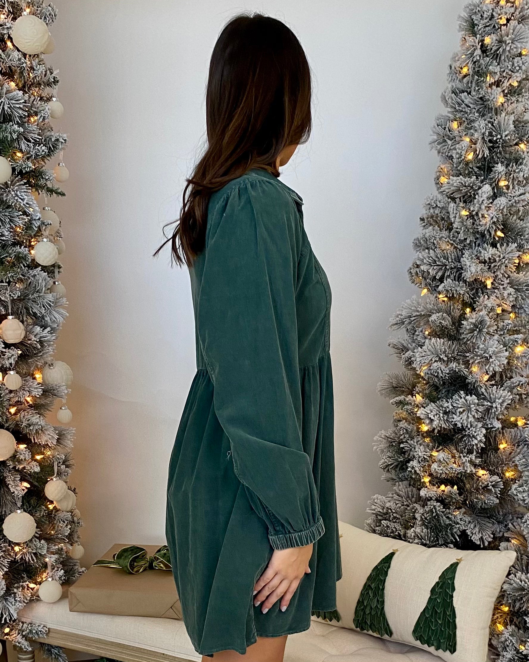 The Meaning Hunter Green Corduroy Dress-Shop-Womens-Boutique-Clothing