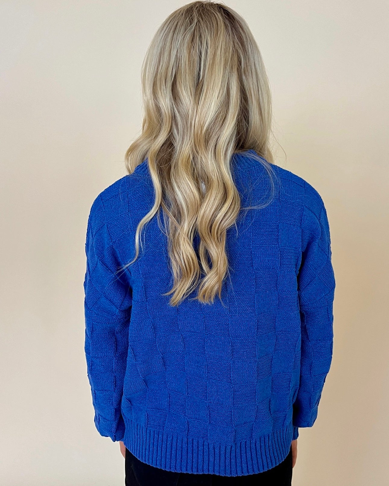 In A Hurry Blue Checkered Sweater-Shop-Womens-Boutique-Clothing