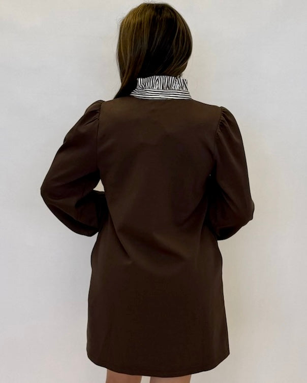 Simple Ideas Brown Stripe Accent Dress-Shop-Womens-Boutique-Clothing