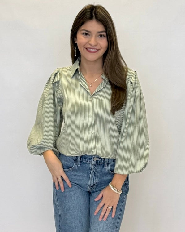 You Wish Mint Striped Button Top-Shop-Womens-Boutique-Clothing