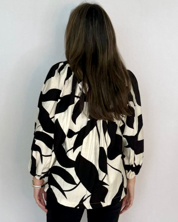 Casting Shadows Black Mix Leaf Print Top-Shop-Womens-Boutique-Clothing