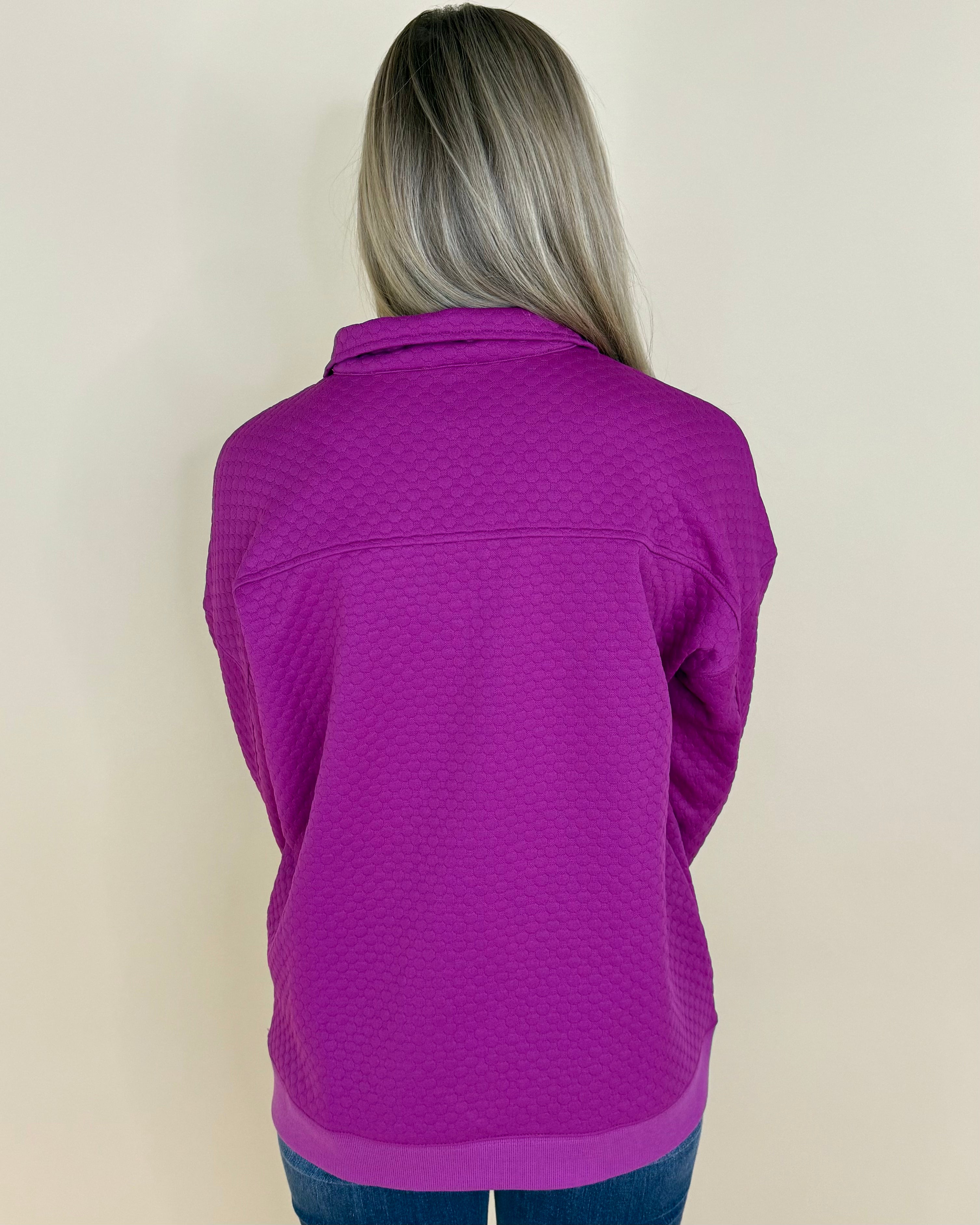 Easy Enough Magenta Half-Zip Top-Shop-Womens-Boutique-Clothing