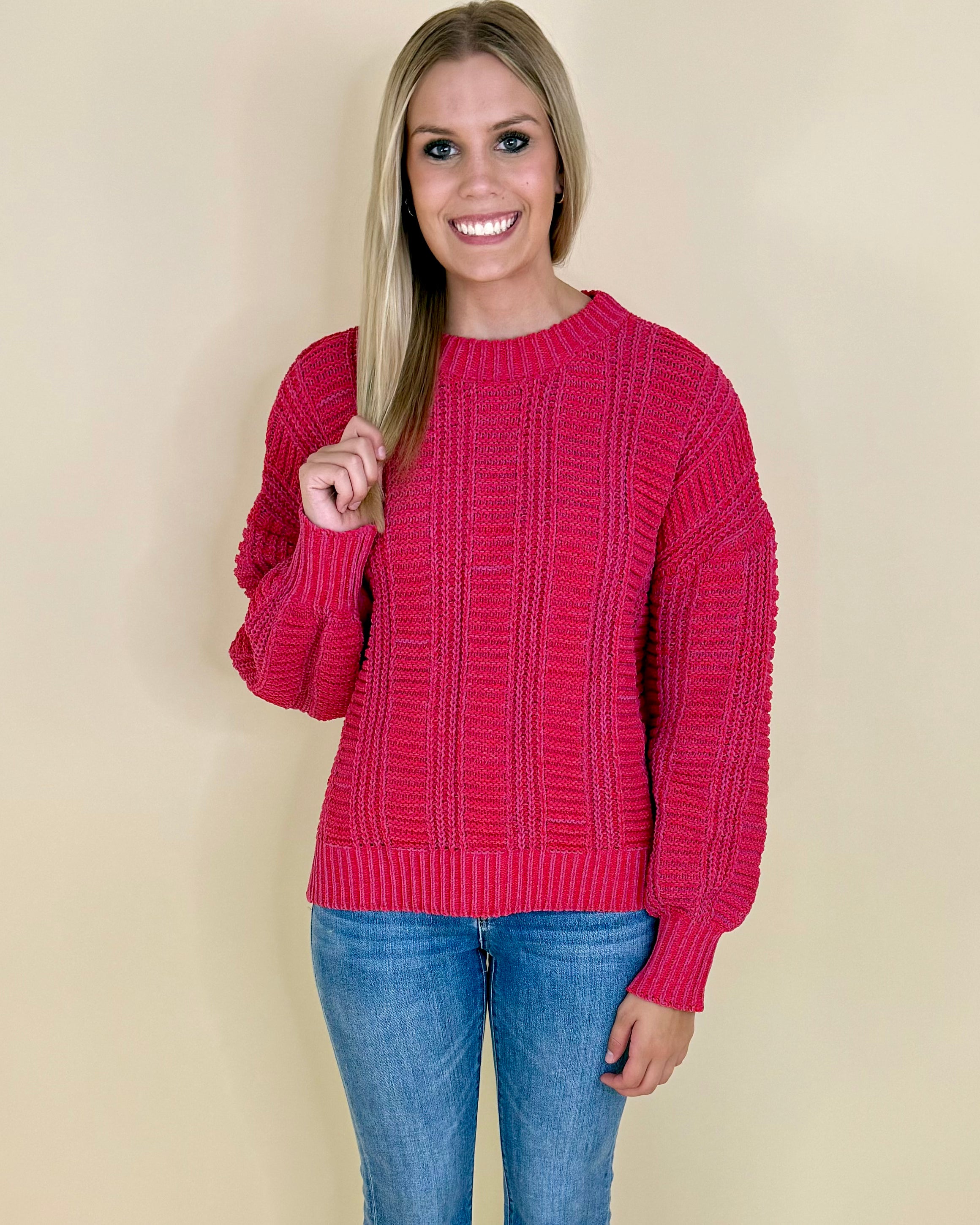 Don't Chase Red Two Tone Sweater-Shop-Womens-Boutique-Clothing