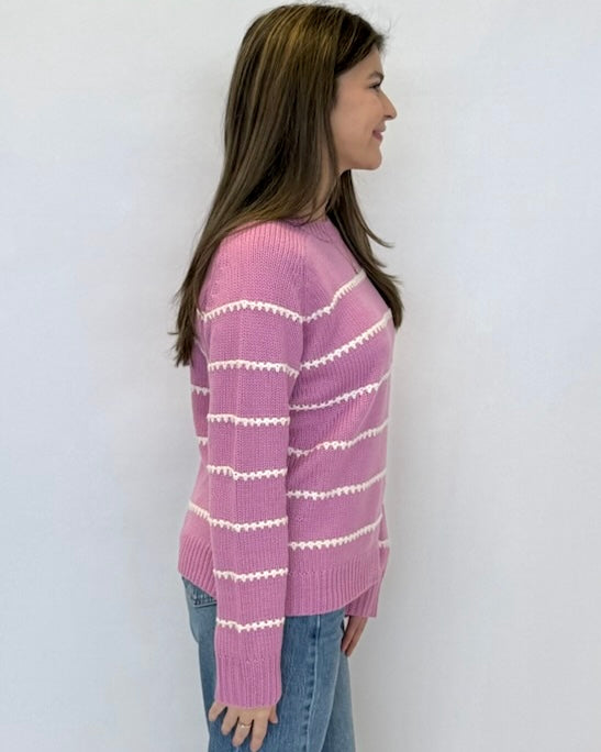 Tell You All Pink Texture Stripe Sweater-Shop-Womens-Boutique-Clothing