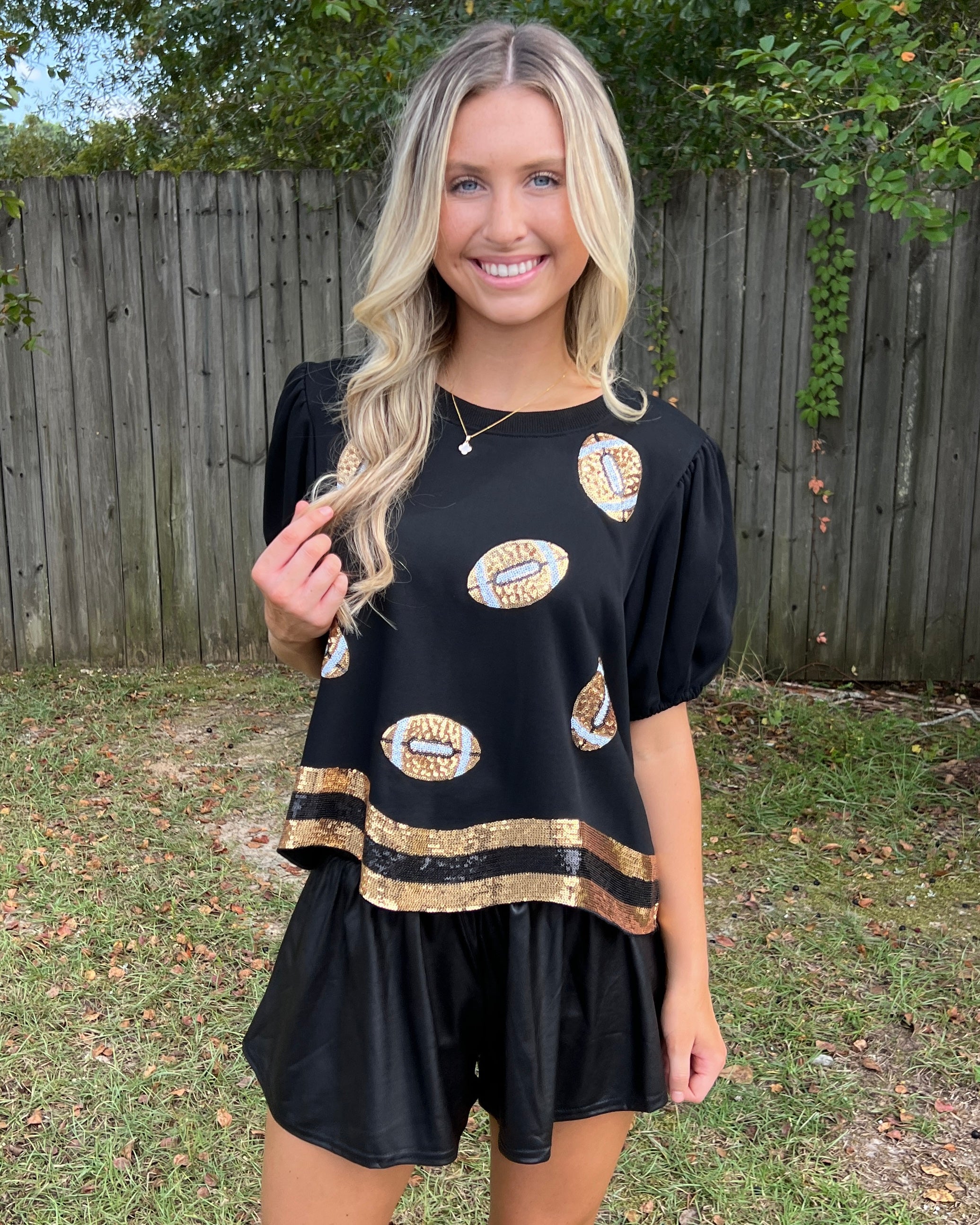 Can't Lose Gold Black Sequin Football Top-Shop-Womens-Boutique-Clothing