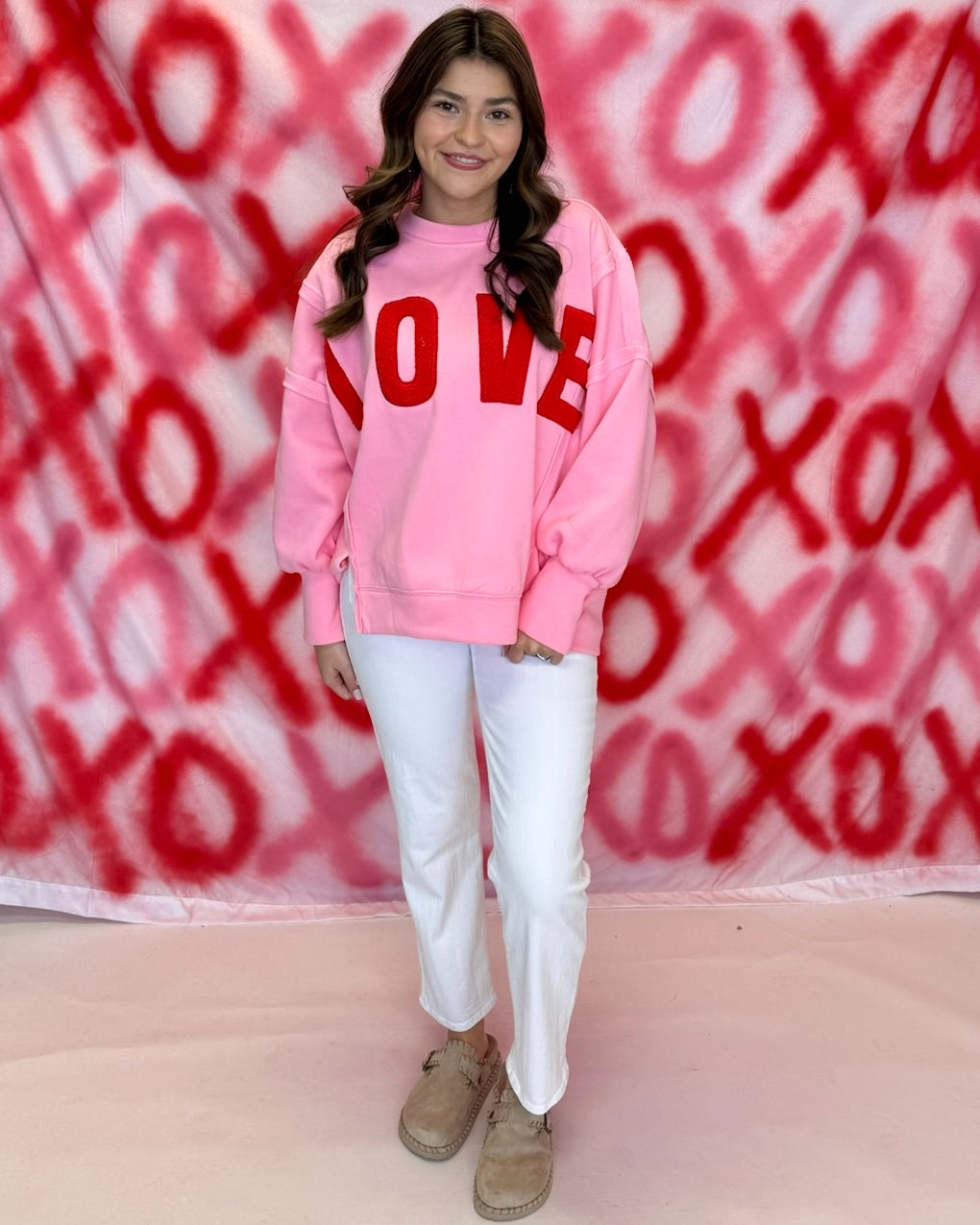 Subtle Charm Pink Plush Love Letter Sweater-Shop-Womens-Boutique-Clothing