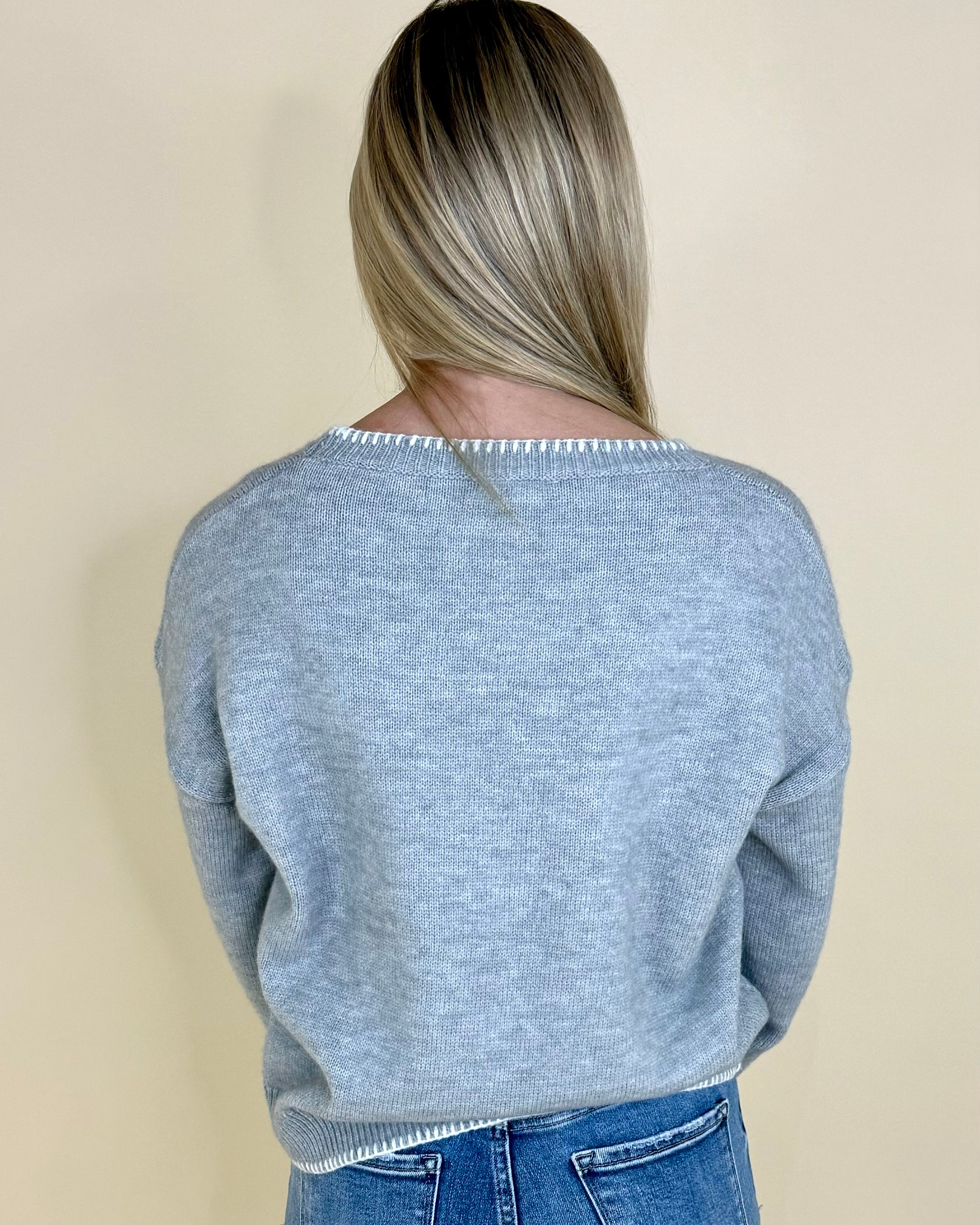 Sweet Nothings H Grey Bow Sweater-Shop-Womens-Boutique-Clothing