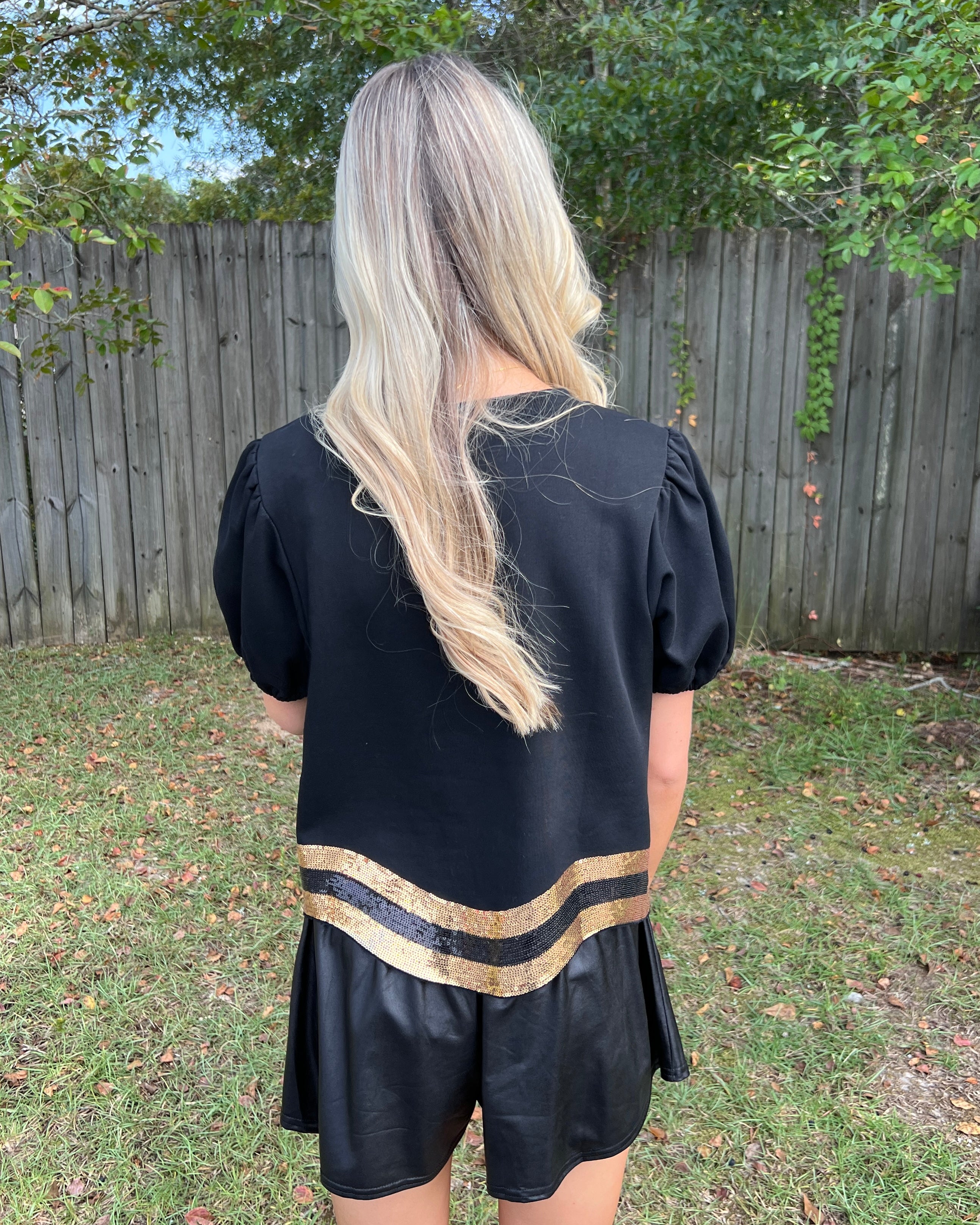 Can't Lose Gold Black Sequin Football Top-Shop-Womens-Boutique-Clothing
