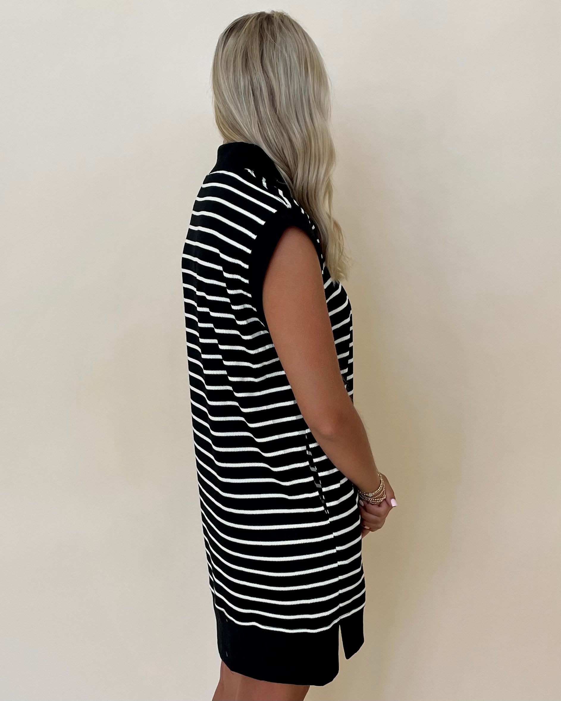 Darling Day Black Stripe Ribbed Dress-Shop-Womens-Boutique-Clothing