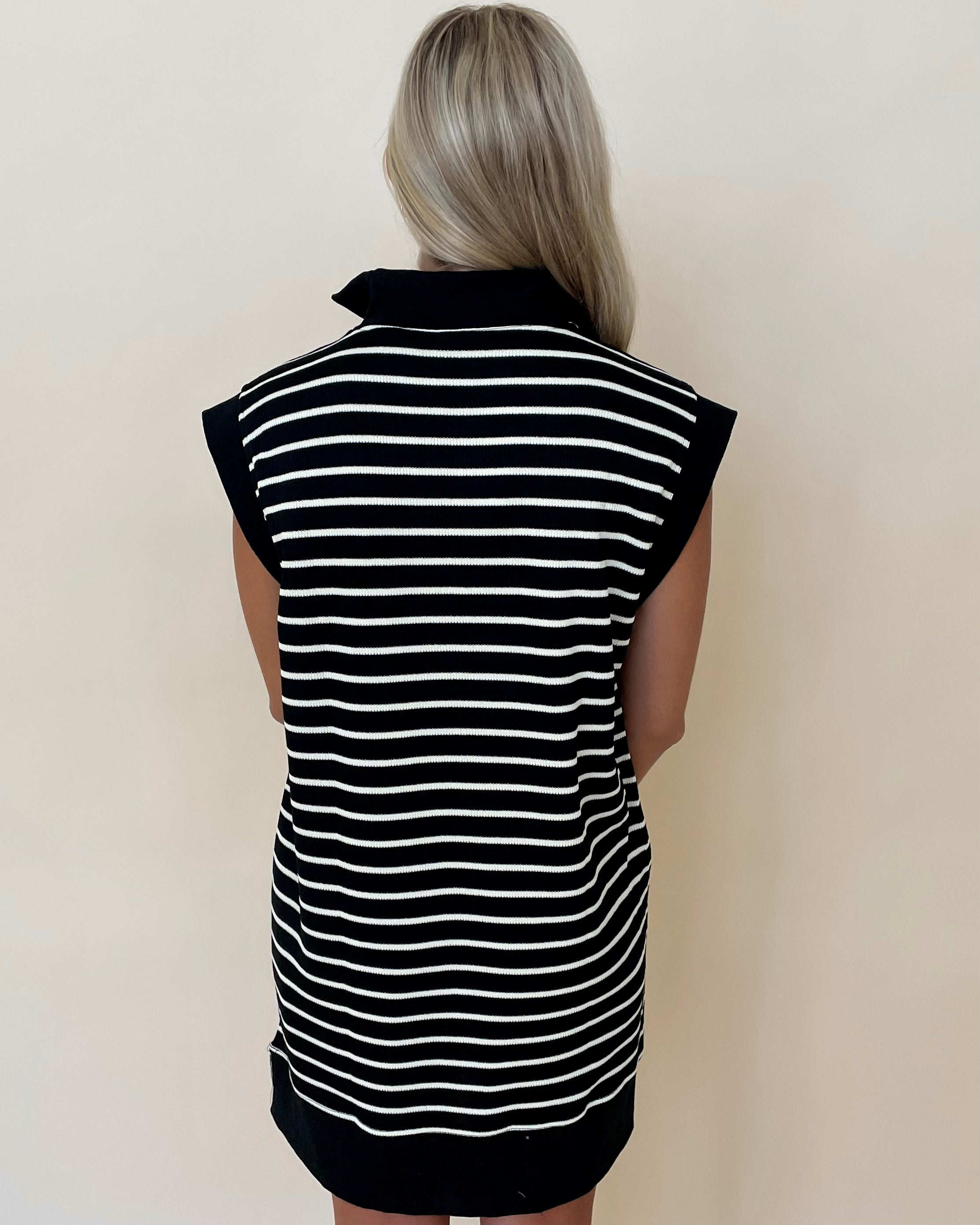 Darling Day Black Stripe Ribbed Dress-Shop-Womens-Boutique-Clothing