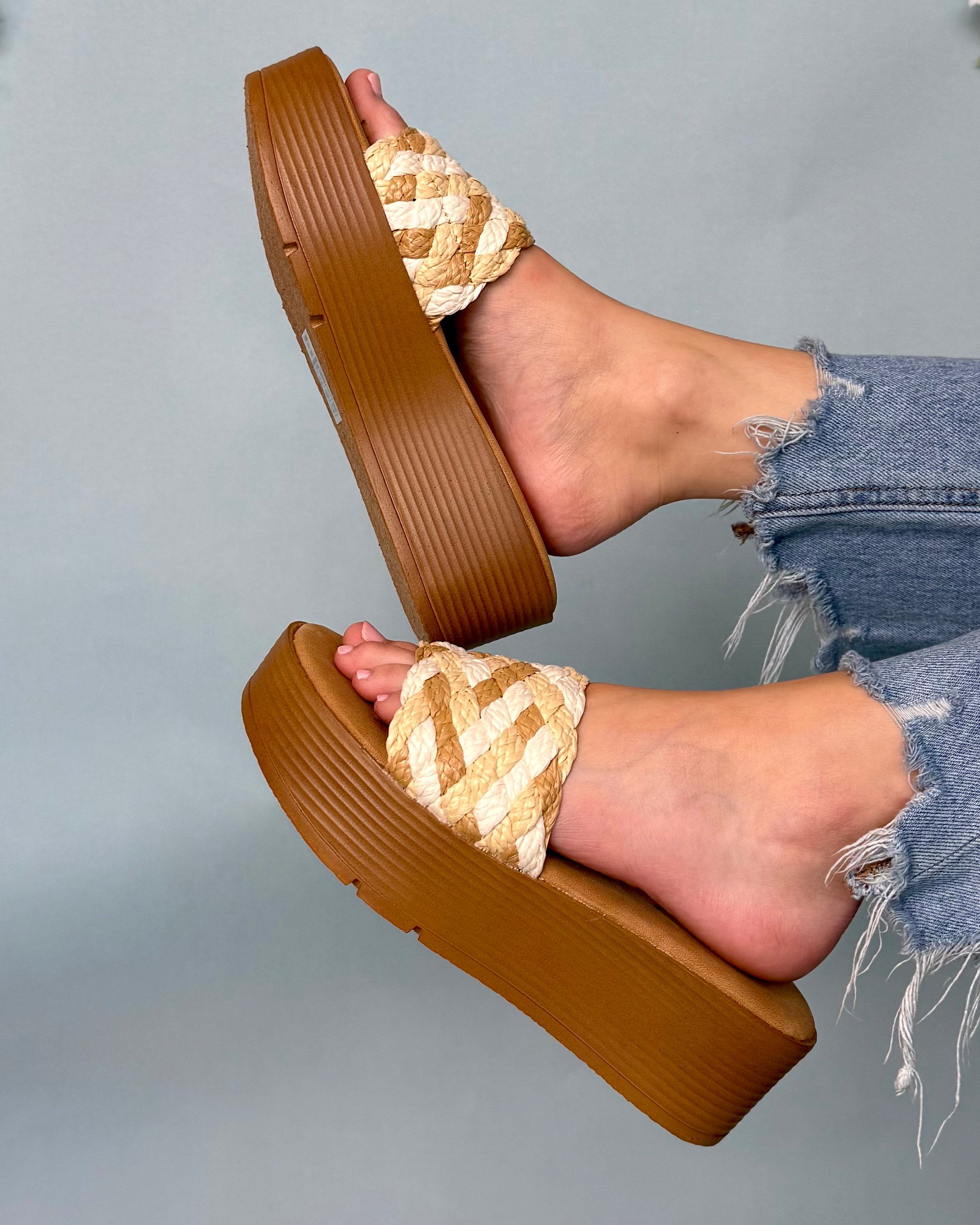 Allison White Combo Platform Wedges-Shop-Womens-Boutique-Clothing