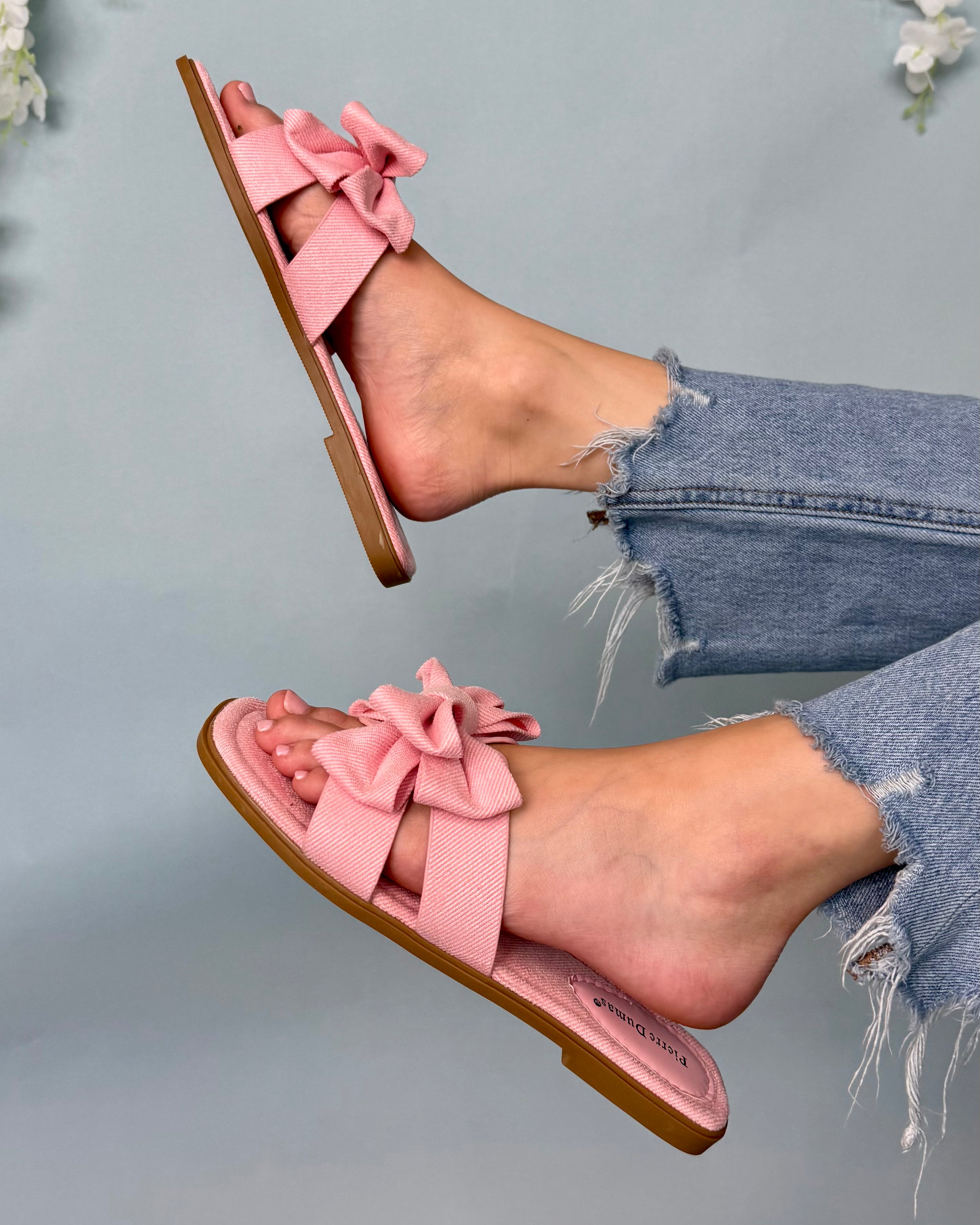 Fran Powder Pink Double Bow Strap Sandal-Shop-Womens-Boutique-Clothing