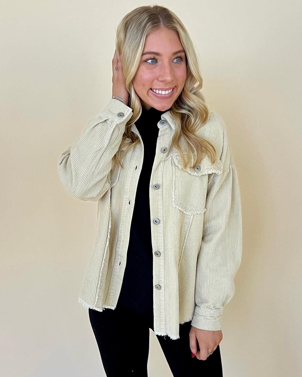 Happy Together Beige Corduroy Jacket-Shop-Womens-Boutique-Clothing