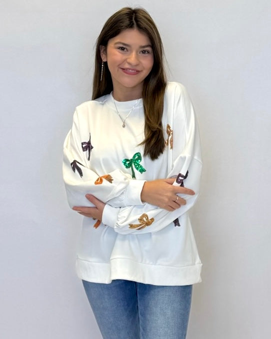 Truly So Ivory Sequin Ribbon Top-Shop-Womens-Boutique-Clothing