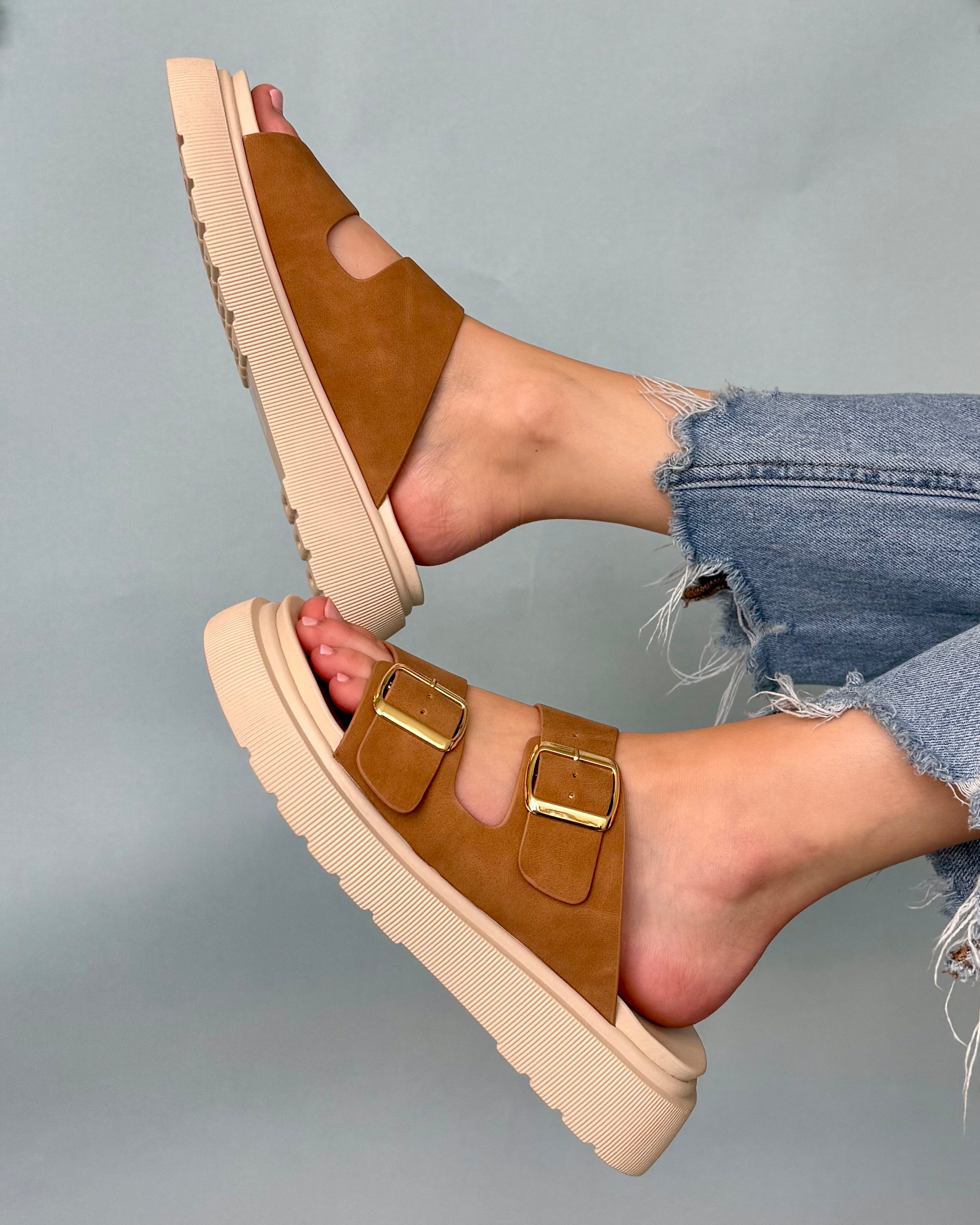 Amara Tan Buckle Platform Sandal-Shop-Womens-Boutique-Clothing