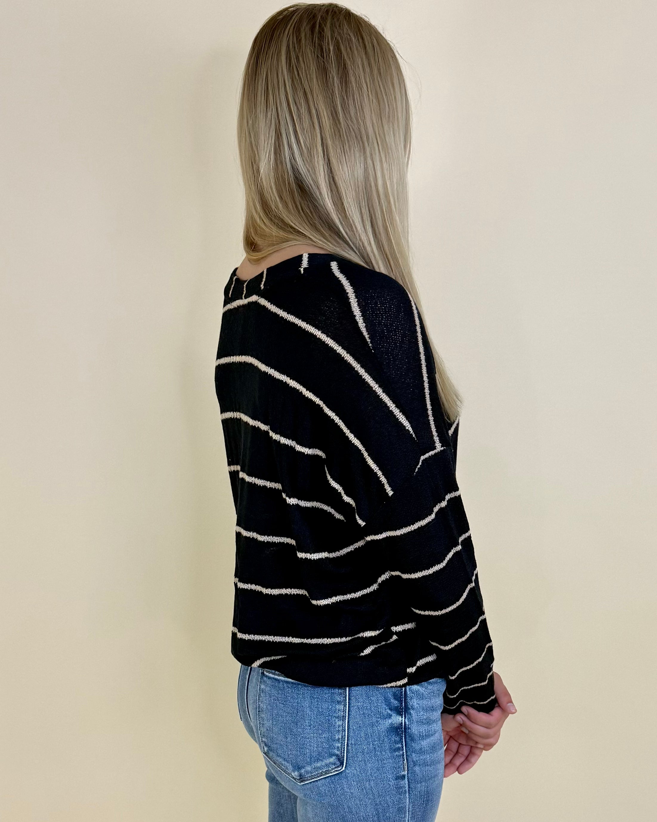 Final Notice Black Stripe Knit Top-Shop-Womens-Boutique-Clothing