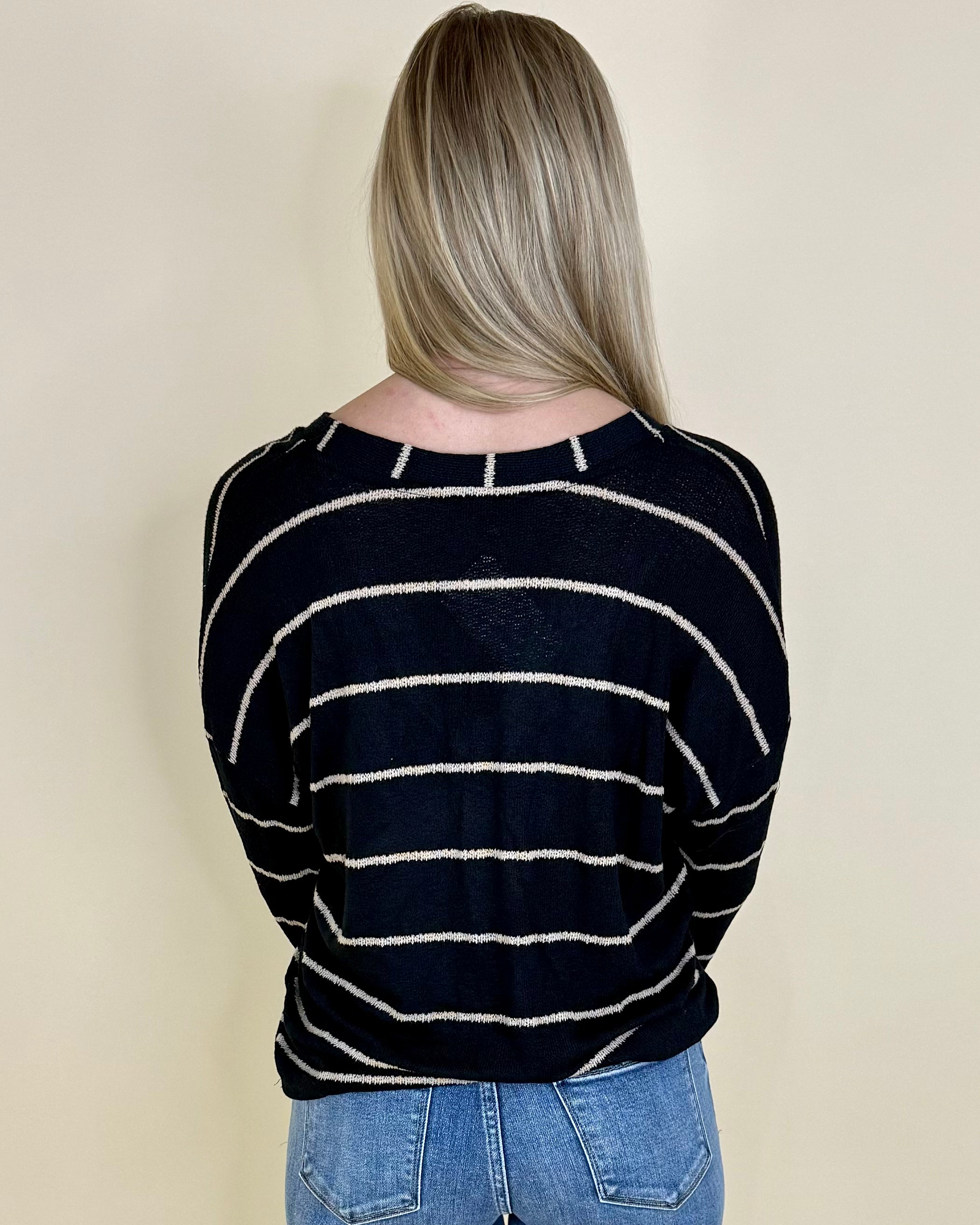 Final Notice Black Stripe Knit Top-Shop-Womens-Boutique-Clothing