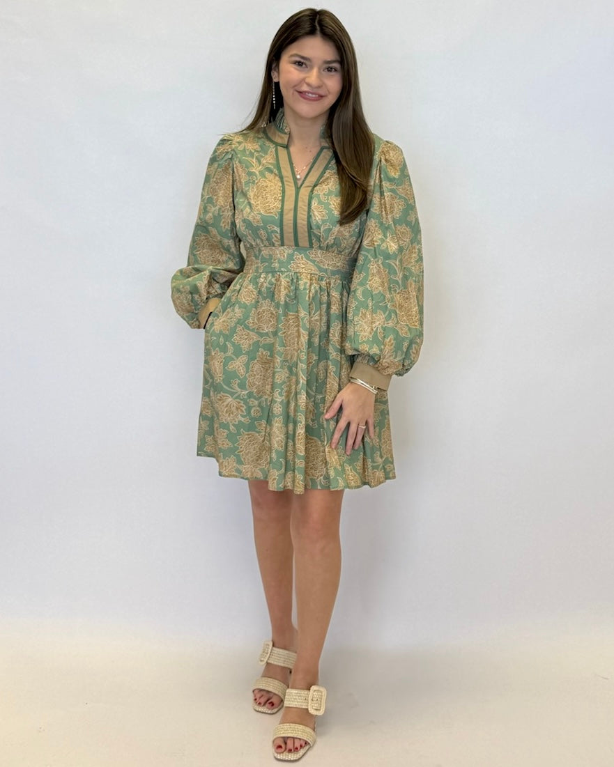 Feeling Like Love Sage Floral Ruffle Dress-Shop-Womens-Boutique-Clothing