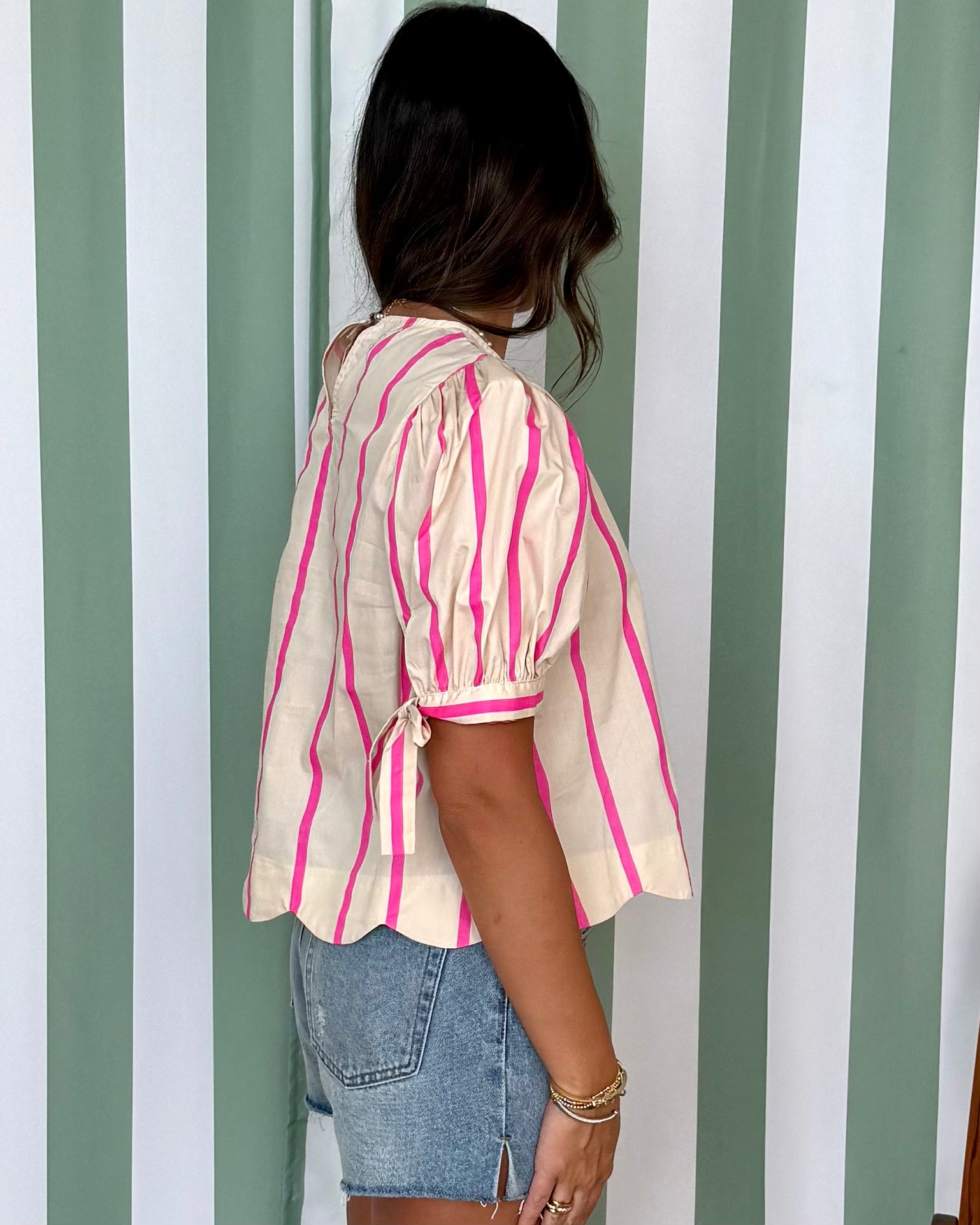 Pick Me Up Pink Stripe Scallop Top-Shop-Womens-Boutique-Clothing
