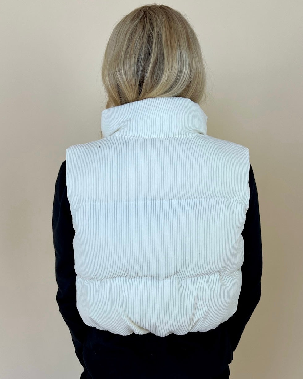 My Path Cream Corduroy Puffer Vest