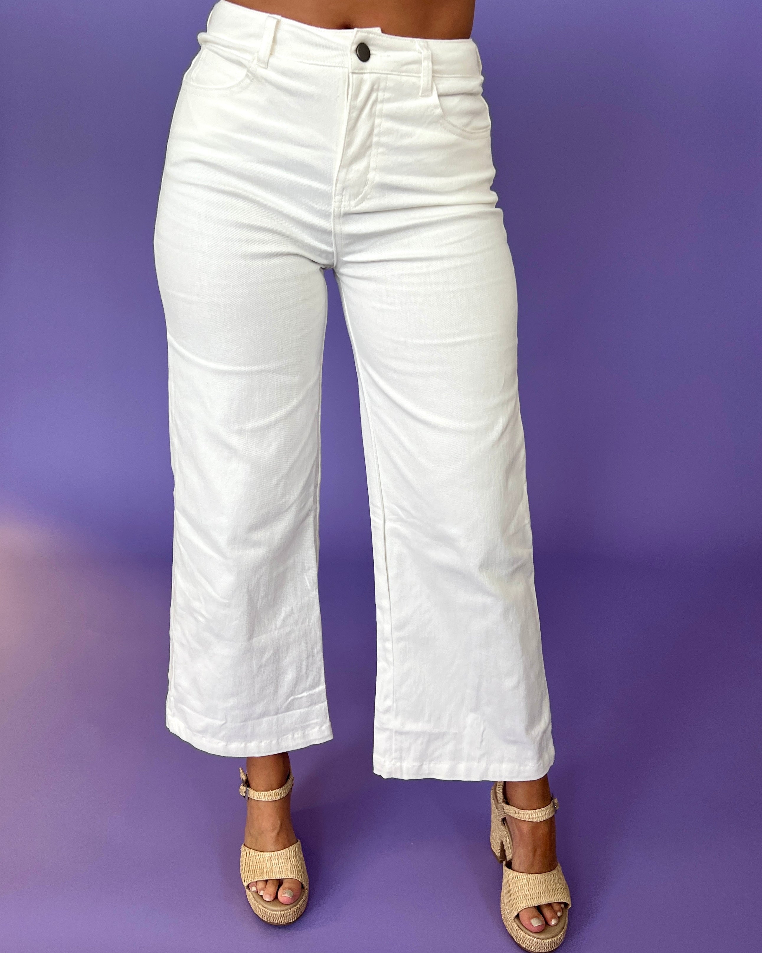 Tour All White Cropped Wide Leg Jeans-Shop-Womens-Boutique-Clothing